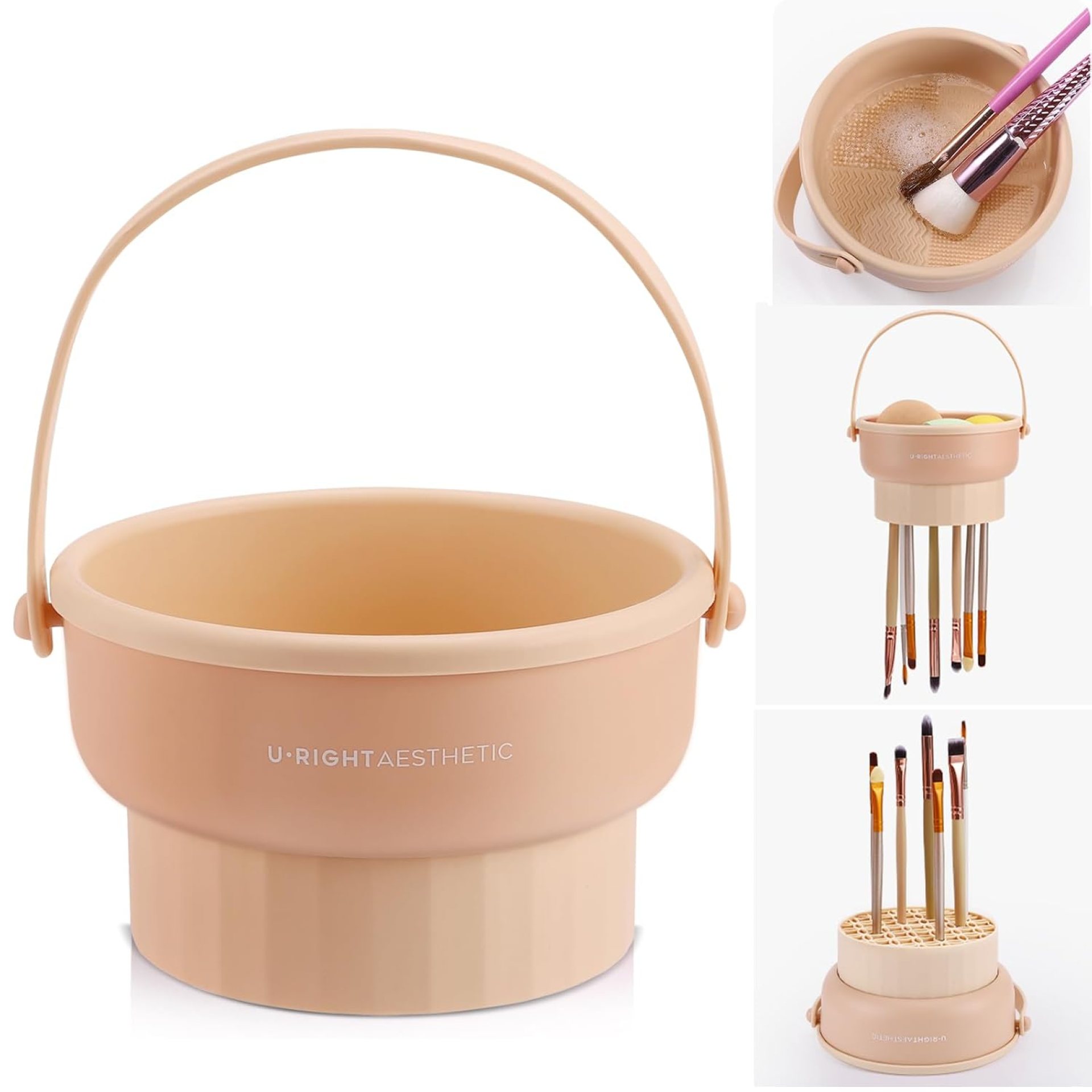 Makeup Brush Cleaner Mat 3 in 1 Silicone Makeup Brush Cleaner Bowl Cosmetic Brushes Cleaning Tool Organizer for Storage and Air Drying(Khkai Makeup Brush Cleaner Mat 3 in 1 Silicone Makeup Brush Cleaner Bowl Cosmetic Brushes Cleaning Tool Organizer for Storage and Air Drying(Khkai