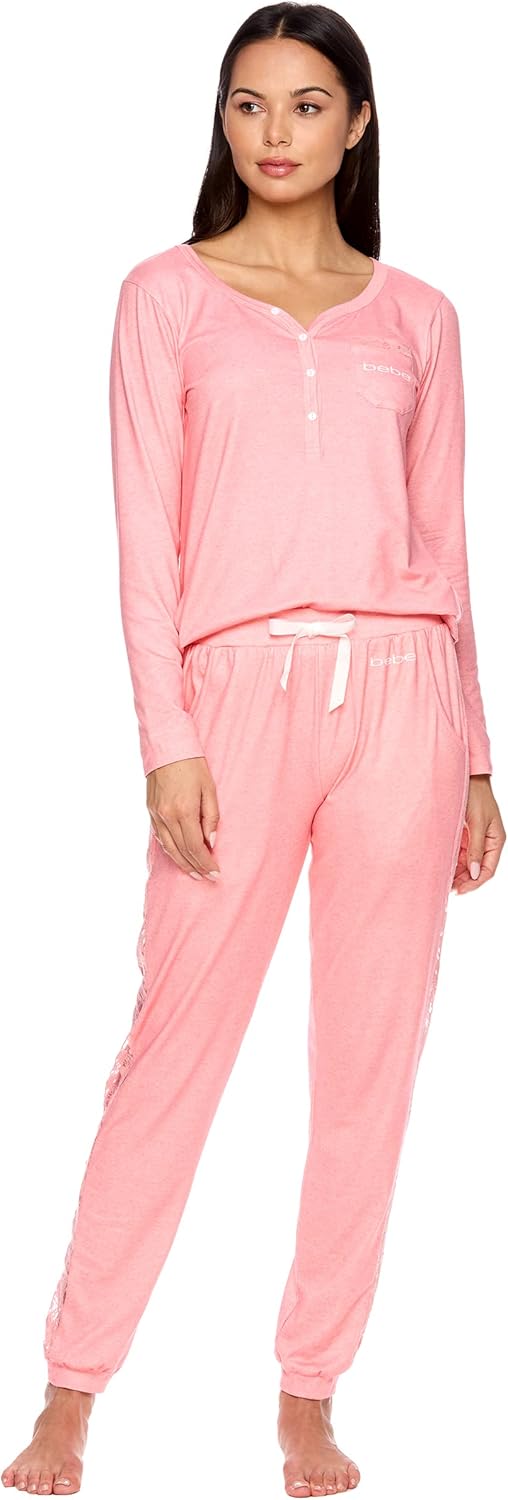 bebe Womens Pajama Set with Pockets – Long Sleeve Shirt and Pajama Pants Pj Set bebe Womens Pajama Set with Pockets – Long Sleeve Shirt and Pajama Pants Pj Set