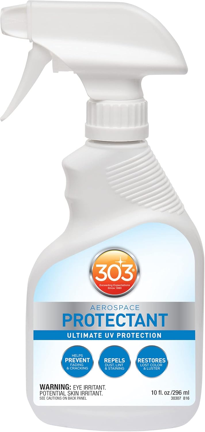 303 Products Aerospace Protectant Spray, UV Protection, Repels Dust, Dirt, & Staining, Matte Finish, Restores Like-New Appearance, Outdoor Cleaning Supplies 10 Fl. Oz. 303 Products Aerospace Protectant Spray, UV Protection, Repels Dust, Dirt, & Staining, Matte Finish, Restores Like-New Appearance, Outdoor Cleaning Supplies 10 Fl. Oz.