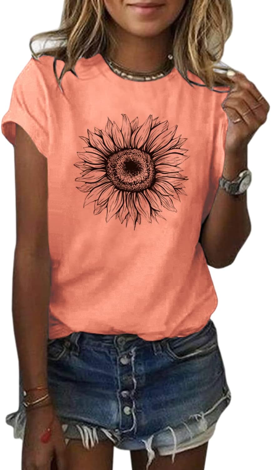 Cicy Bell Women’s T Shirts Short Sleeve Tees Sunflower Graphic Loose Summer Tops Cicy Bell Women’s T Shirts Short Sleeve Tees Sunflower Graphic Loose Summer Tops