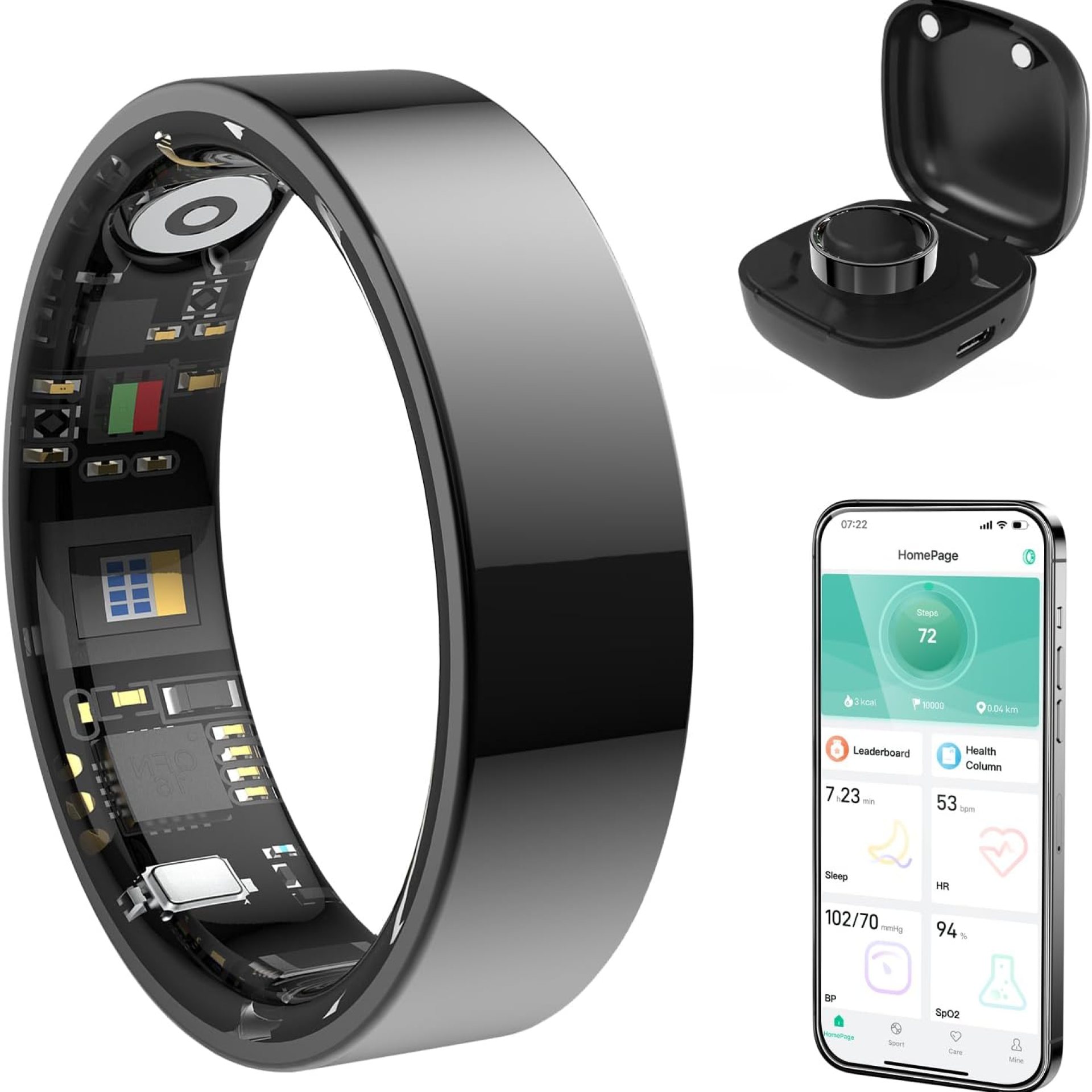 Smart Ring Health Tracker, Bluetooth Connection Health Ring for Women Men, IP68 Waterproof Fitness Ring with Gesture Control, Tracks Heart Rate/Blood Pressure/SpO2/Sleep/Steps/Sports Activities Smart Ring Health Tracker, Bluetooth Connection Health Ring for Women Men, IP68 Waterproof Fitness Ring with Gesture Control, Tracks Heart Rate/Blood Pressure/SpO2/Sleep/Steps/Sports Activities