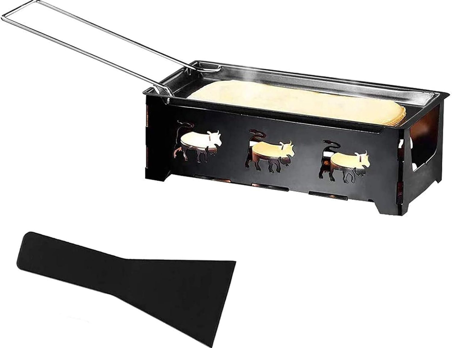 Cheese Raclette Set, Portable Candlelight Raclette Pan Foldable Non-Stick Rotaster Baking Tray Stove Set with Spatula Home Kitchen Grilling Tool Cheese Raclette Set, Portable Candlelight Raclette Pan Foldable Non-Stick Rotaster Baking Tray Stove Set with Spatula Home Kitchen Grilling Tool