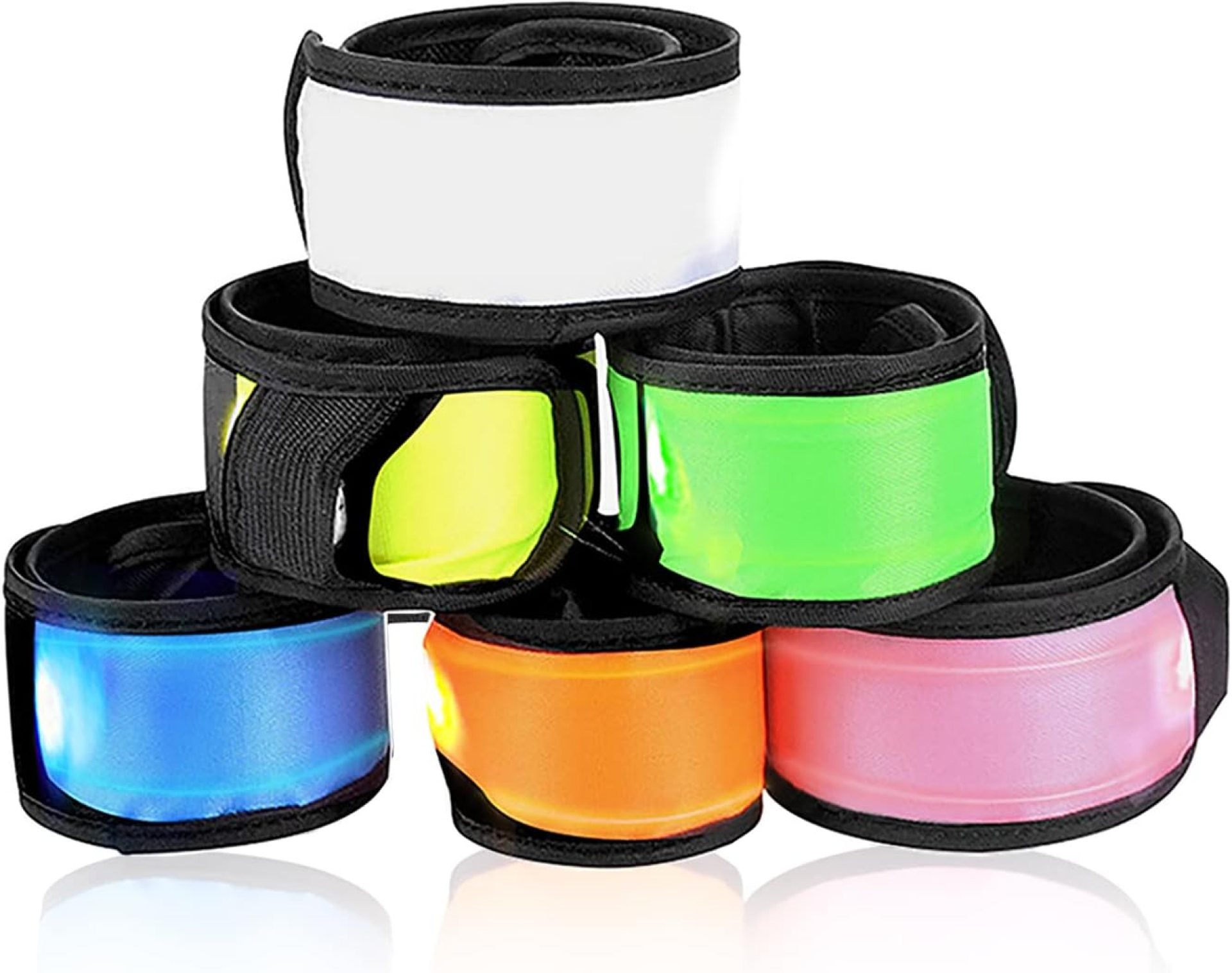 Pack of 6 LED Light Up Band Slap Bracelets Night Safety Wrist Band for Cycling Walking Running Concert Camping Outdoor Sports Pack of 6 LED Light Up Band Slap Bracelets Night Safety Wrist Band for Cycling Walking Running Concert Camping Outdoor Sports
