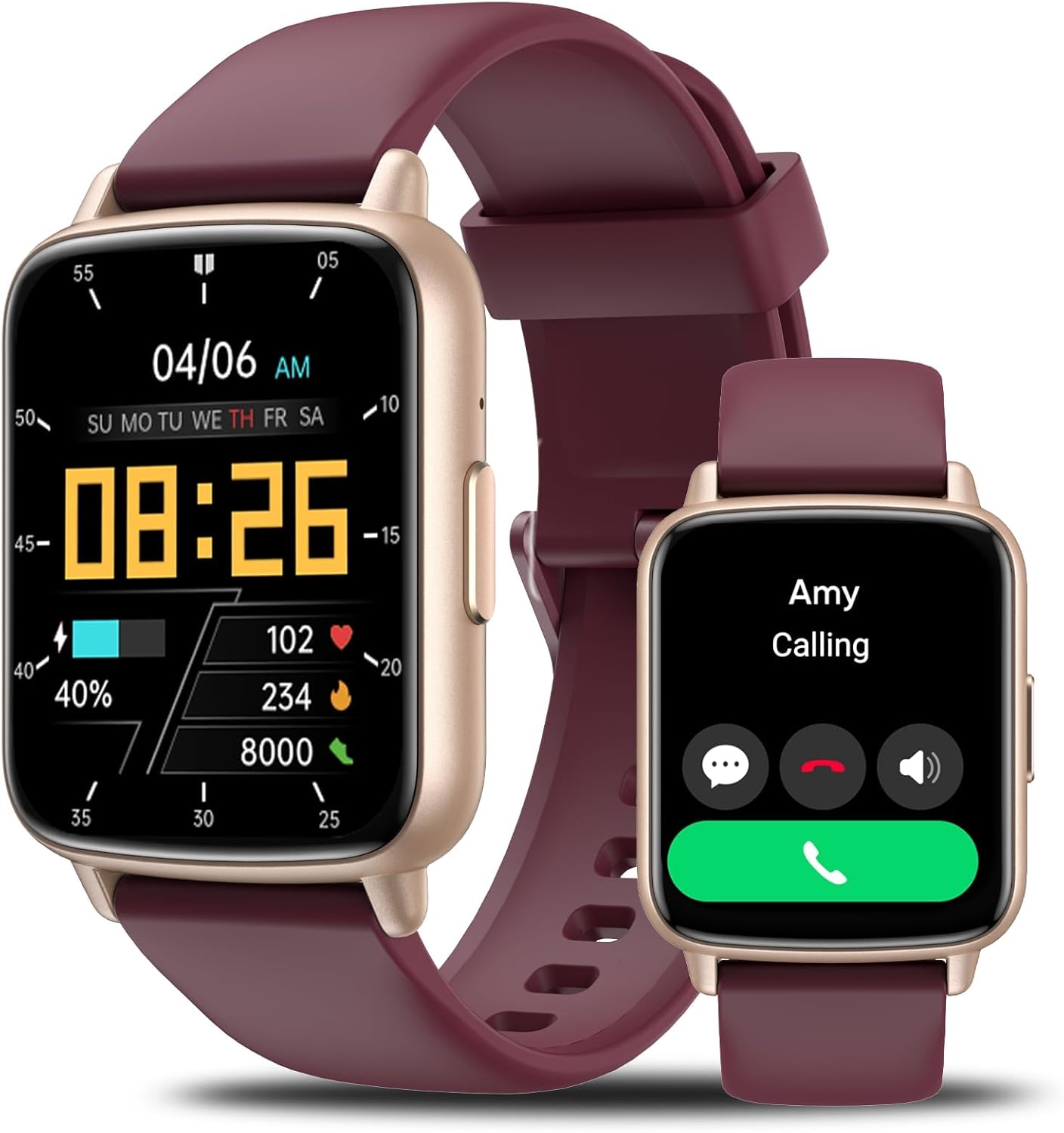Smart Watch for Men Women Answer/Make Calls,1.83″ HD IP68 Waterproof Fitness Watch with Blood Oxygen Heart Rate Sleep Monitor, Smartwatch for Android/iOS (Rose Gold + Burgundy) Smart Watch for Men Women Answer/Make Calls,1.83″ HD IP68 Waterproof Fitness Watch with Blood Oxygen Heart Rate Sleep Monitor, Smartwatch for Android/iOS (Rose Gold + Burgundy)