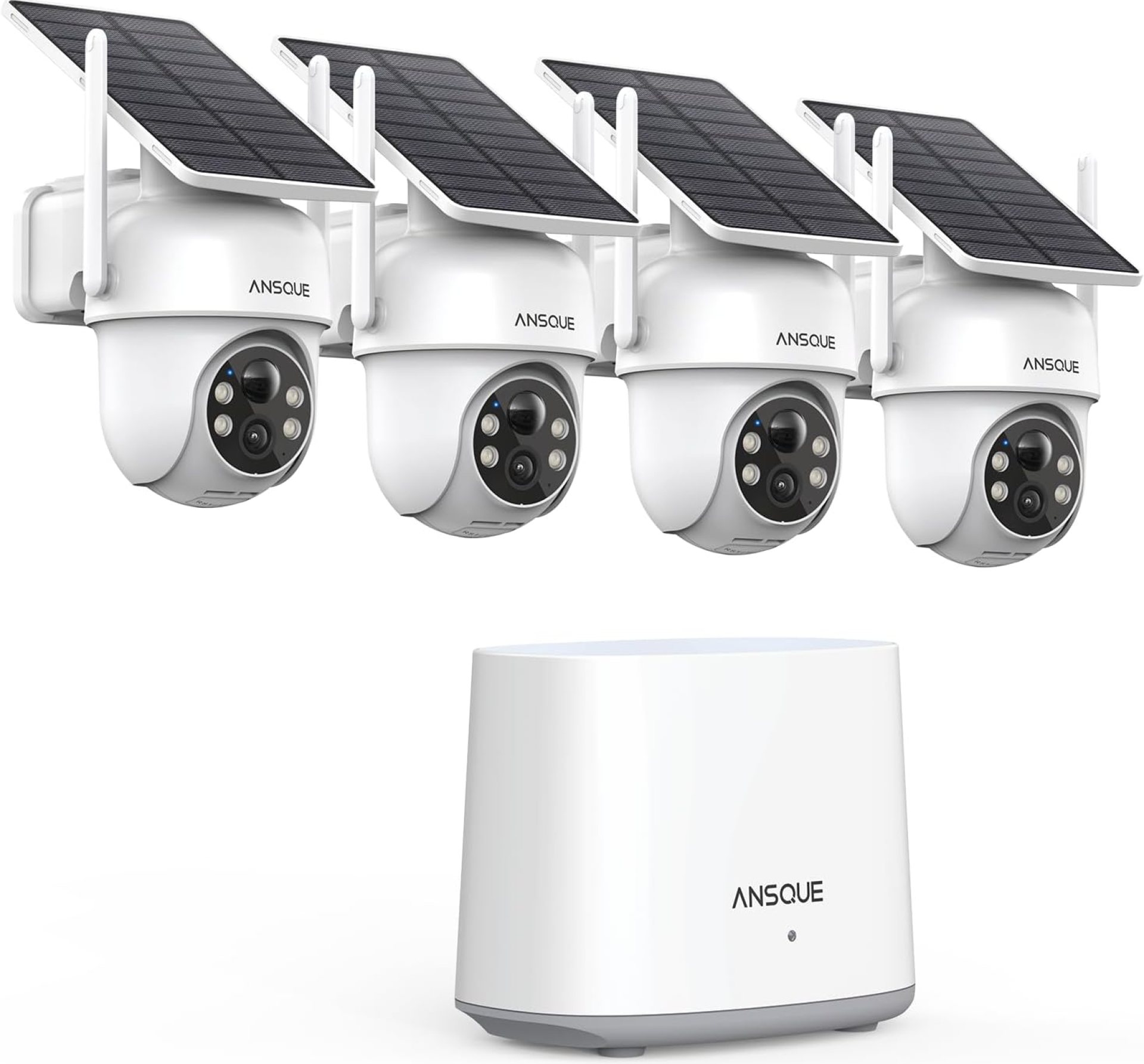 Security Cameras Wireless Outdoor Home System, 4 Camera Kit, No Subscription Fees, Solar Powered, Local Storage, 365-Day Battery Life, 360°PTZ Surveillance, Auto Tracking, 2K Color Night Vision Security Cameras Wireless Outdoor Home System, 4 Camera Kit, No Subscription Fees, Solar Powered, Local Storage, 365-Day Battery Life, 360°PTZ Surveillance, Auto Tracking, 2K Color Night Vision