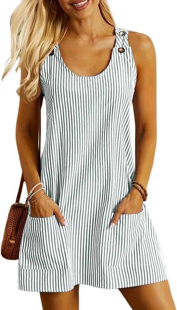 ETCYY NEW Womens Sleeveless Summer Dresses 2025 Cusual U Neck Sundresses Striped Printed Short Dress with Pocket ETCYY NEW Womens Sleeveless Summer Dresses 2025 Cusual U Neck Sundresses Striped Printed Short Dress with Pocket