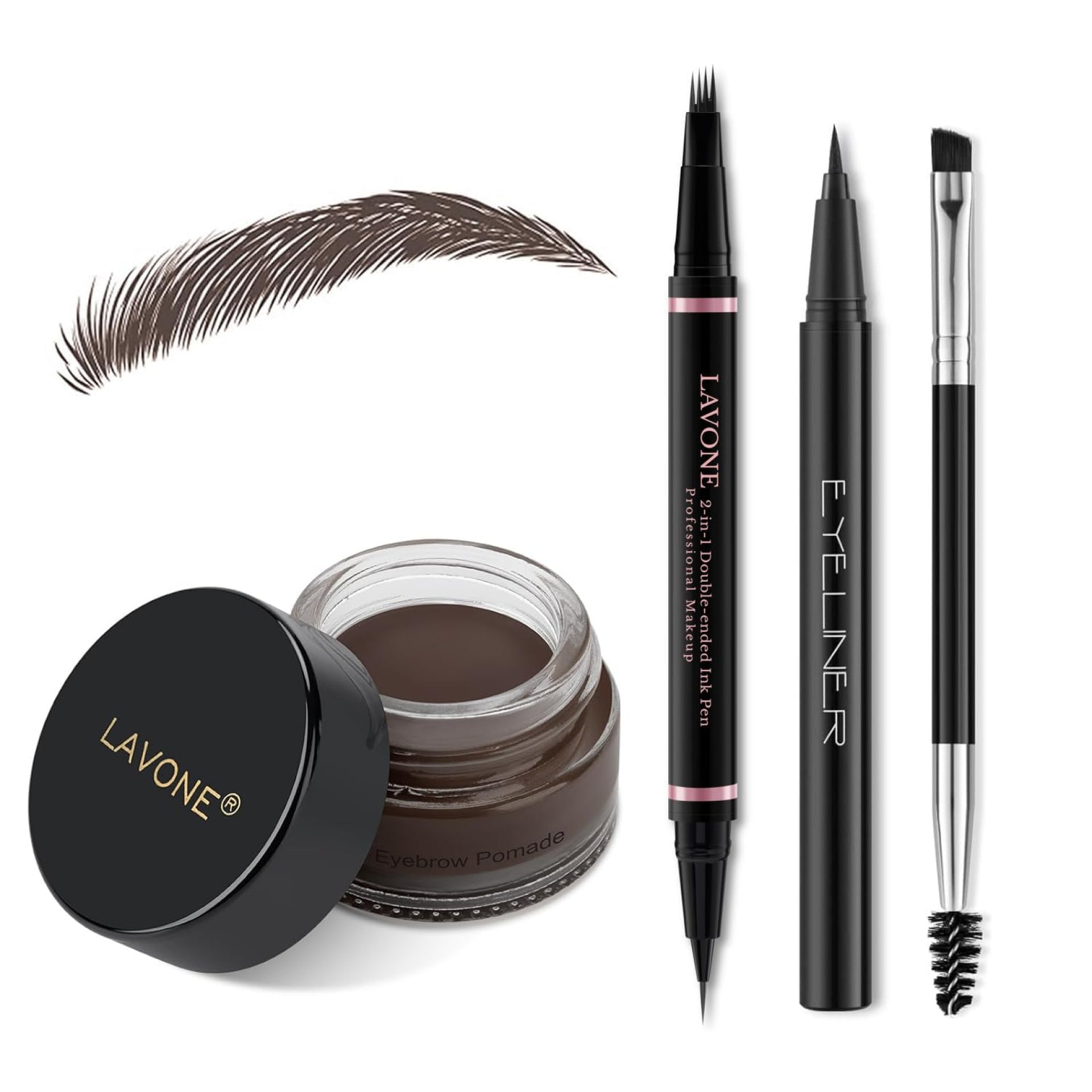 Eyebrow Pen Makeup Kit, with 4 Tip Waterproof Microblading Eyebrow Pencil, Eyeliner, Eyebrow Pomade and Dual-ended Eyebrow Brush, Brow Pencil Eyebrow Kit for Natural Looking – Dark Coffee Eyebrow Pen Makeup Kit, with 4 Tip Waterproof Microblading Eyebrow Pencil, Eyeliner, Eyebrow Pomade and Dual-ended Eyebrow Brush, Brow Pencil Eyebrow Kit for Natural Looking – Dark Coffee