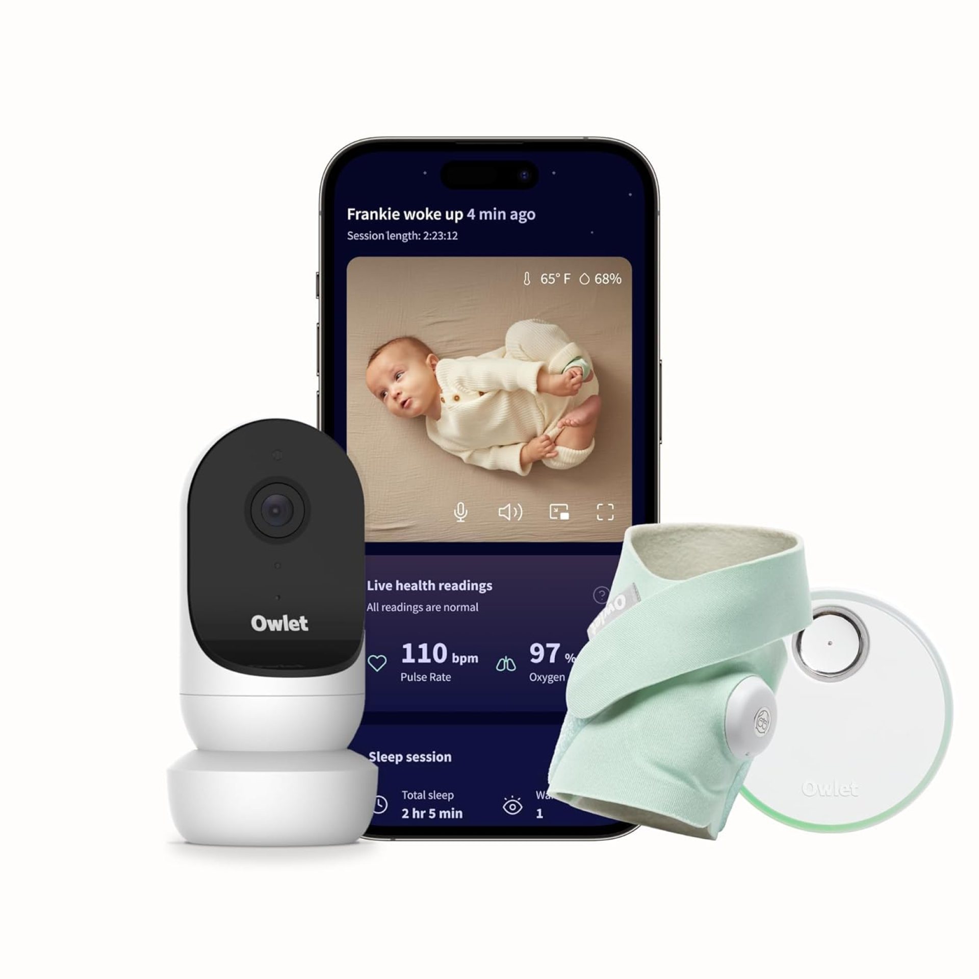 Owlet® Dream Duo Smart Baby Monitor: FDA-Cleared Dream Sock® Plus Owlet Cam 2- Tracks & Notifies for Pulse Rate & Oxygen While Viewing Baby in 1080p HD WiFi Video Owlet® Dream Duo Smart Baby Monitor: FDA-Cleared Dream Sock® Plus Owlet Cam 2- Tracks & Notifies for Pulse Rate & Oxygen While Viewing Baby in 1080p HD WiFi Video
