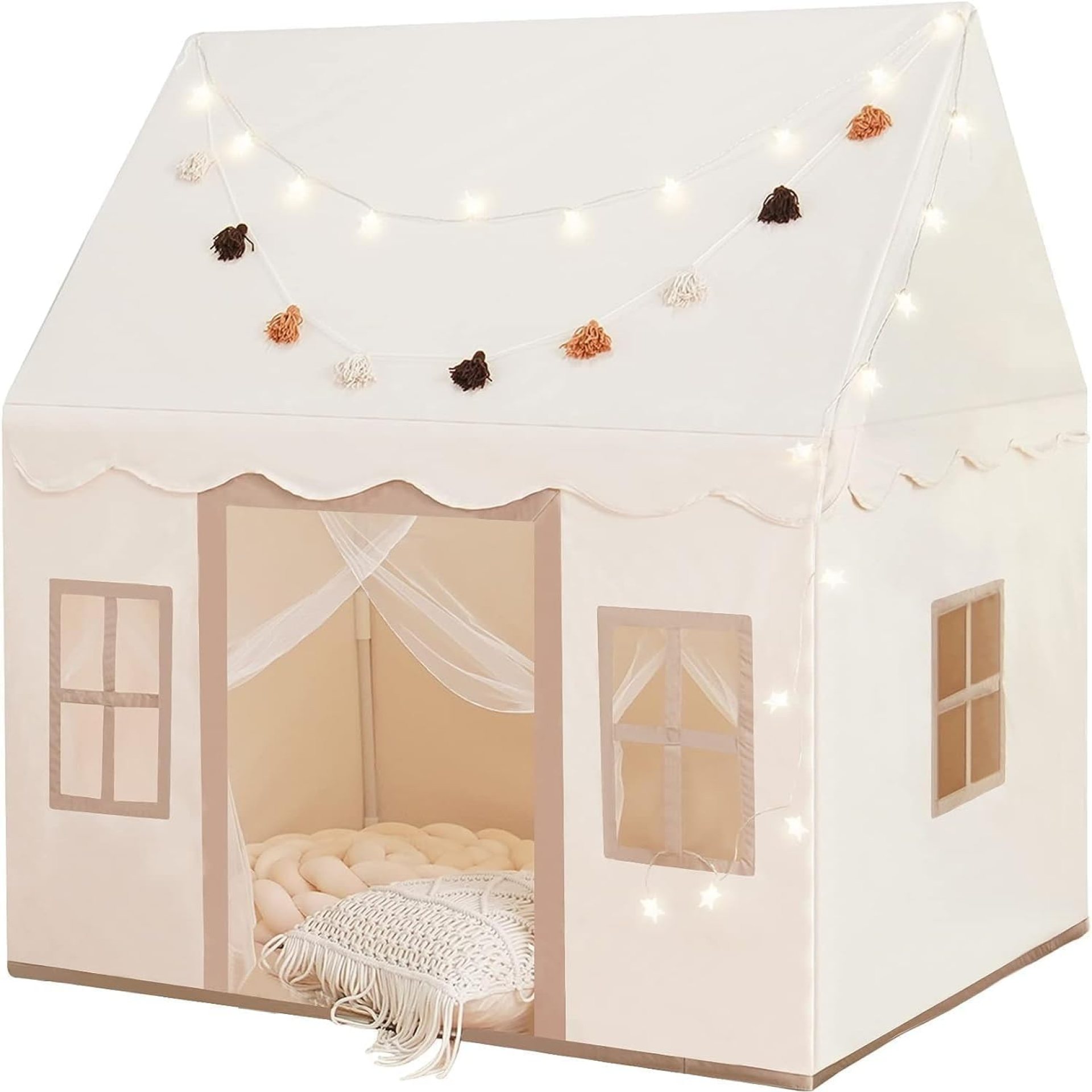 Large Kids Tent with mat, Star Lights, Tissue Garland, Play Tent Indoor & Outdoor, Kids Play Tent for Girl & Boy Aged 3+, Kids Tent for Toddler, 52″ x35″ x 52″ Play House with Windows, Washable Large Kids Tent with mat, Star Lights, Tissue Garland, Play Tent Indoor & Outdoor, Kids Play Tent for Girl & Boy Aged 3+, Kids Tent for Toddler, 52″ x35″ x 52″ Play House with Windows, Washable