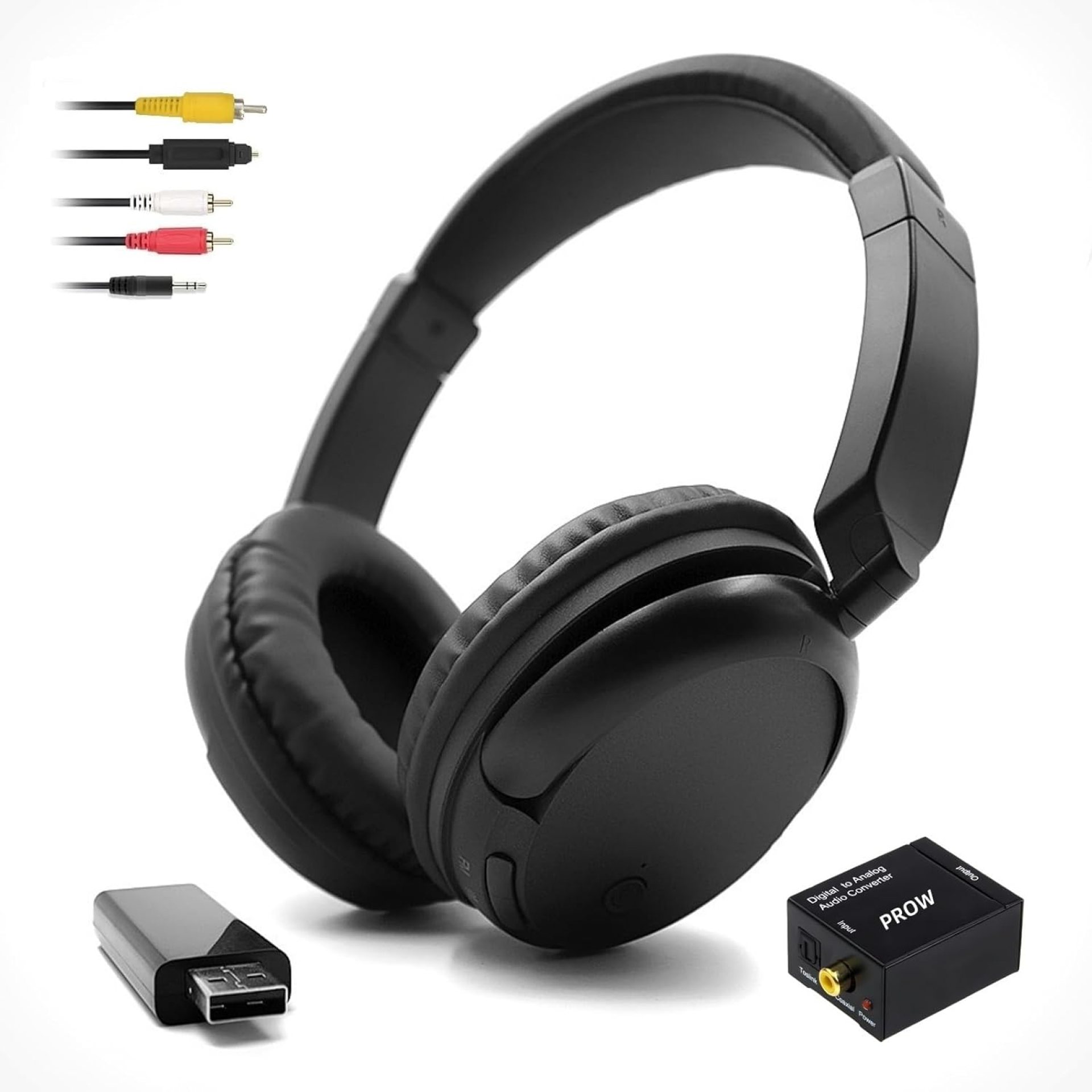 PROW Wireless Headphones for TV Watching with USB Transmitter, Wireless TV Headphones for Seniors, Bluetooth5.3 Headset, No Audio Delay 30H Battery Life, Comfortable Fit for The Elderly and Parents PROW Wireless Headphones for TV Watching with USB Transmitter, Wireless TV Headphones for Seniors, Bluetooth5.3 Headset, No Audio Delay 30H Battery Life, Comfortable Fit for The Elderly and Parents