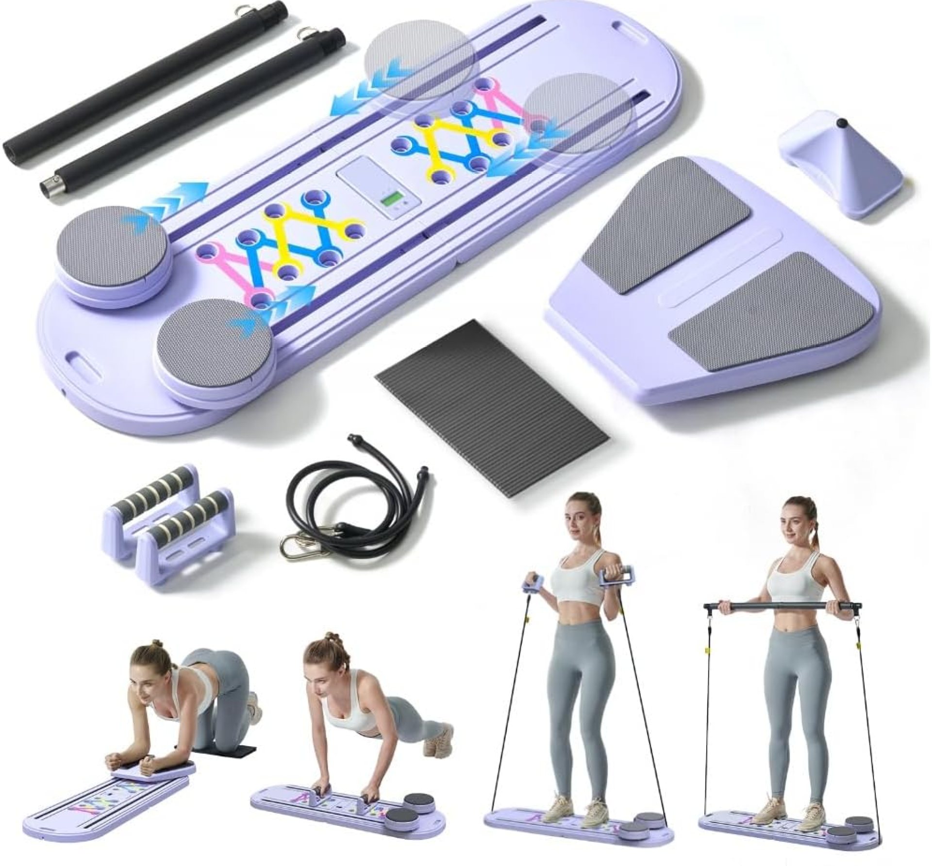 Maksone Pilates Board – 6-in-1 Foldable Reformer Training Kit with Auto-Rebound Ab Roller & Digital Display – Portable Home Core Workout Equipment for Abs, Muscle Toning & Full-Body Fitness Maksone Pilates Board – 6-in-1 Foldable Reformer Training Kit with Auto-Rebound Ab Roller & Digital Display – Portable Home Core Workout Equipment for Abs, Muscle Toning & Full-Body Fitness