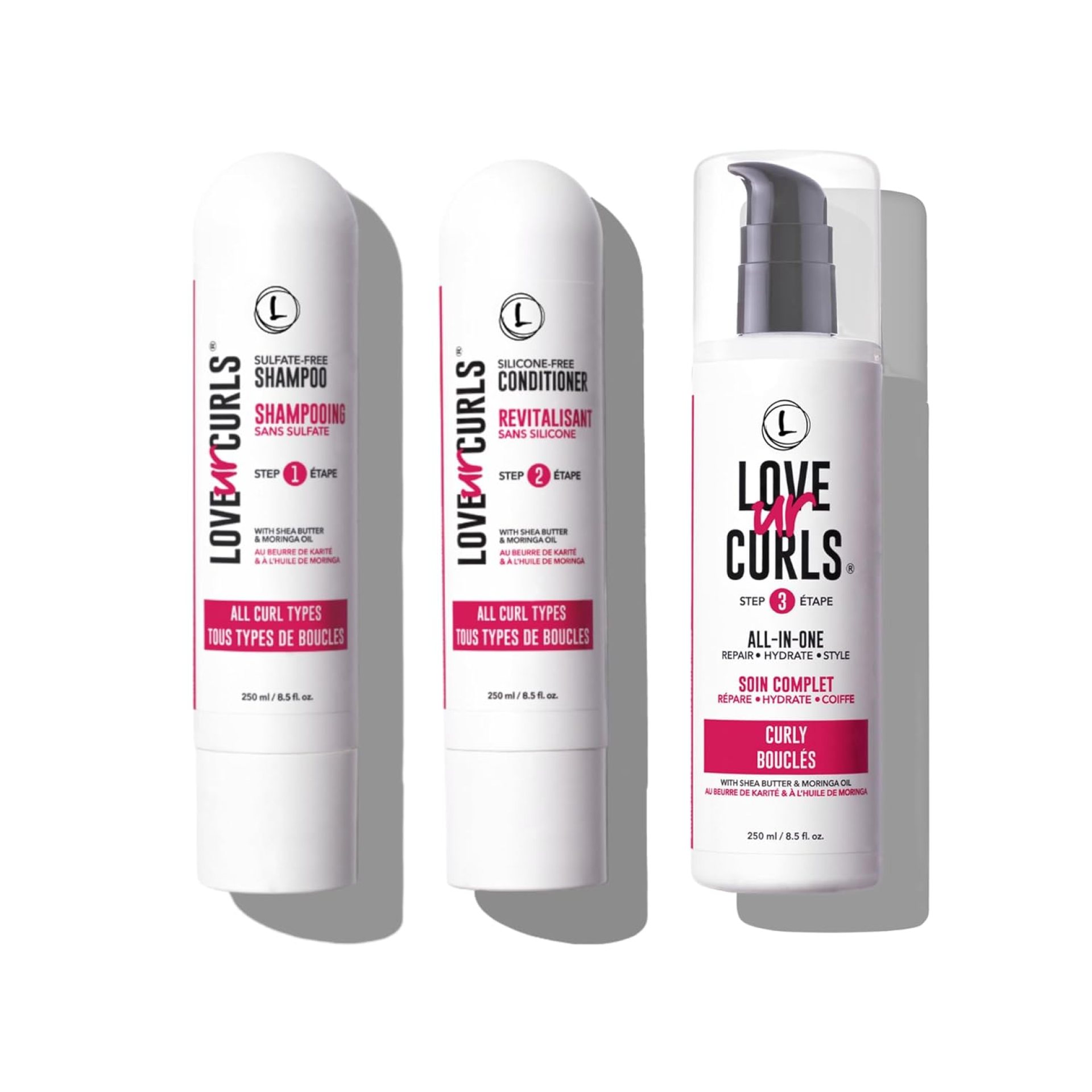 Love Ur Curls – Shampoo & Conditioner Set with All in One Curl Cream Styler for Curly Hair, 3 Step System for Repair and Moisturizing Love Ur Curls – Shampoo & Conditioner Set with All in One Curl Cream Styler for Curly Hair, 3 Step System for Repair and Moisturizing