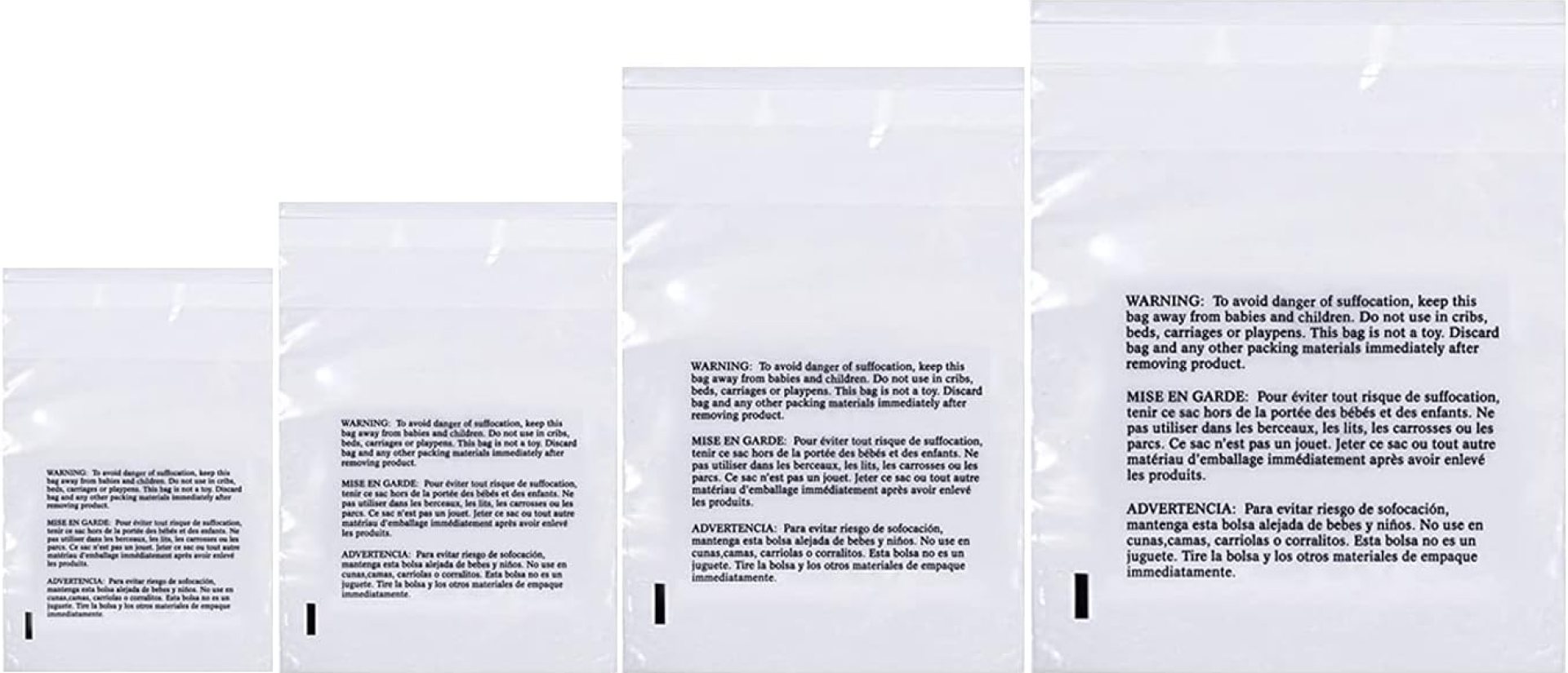 Poly Bags with Suffocation Warning 4×6″, 5×7″, 6×9″, 8×10″ – Small Combo Pack of 400 (100 each size) – Clear Poly Bags by Retail Supply Co – Resealable Poly Bags with Suffocation Warning 4×6″, 5×7″, 6×9″, 8×10″ – Small Combo Pack of 400 (100 each size) – Clear Poly Bags by Retail Supply Co – Resealable
