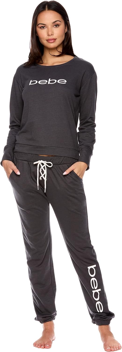 bebe Womens Pajama Sets – French Terry Pajamas Long Sleeve Pullover Top and PJ Pants with Pockets – Sleepwear for Women bebe Womens Pajama Sets – French Terry Pajamas Long Sleeve Pullover Top and PJ Pants with Pockets – Sleepwear for Women