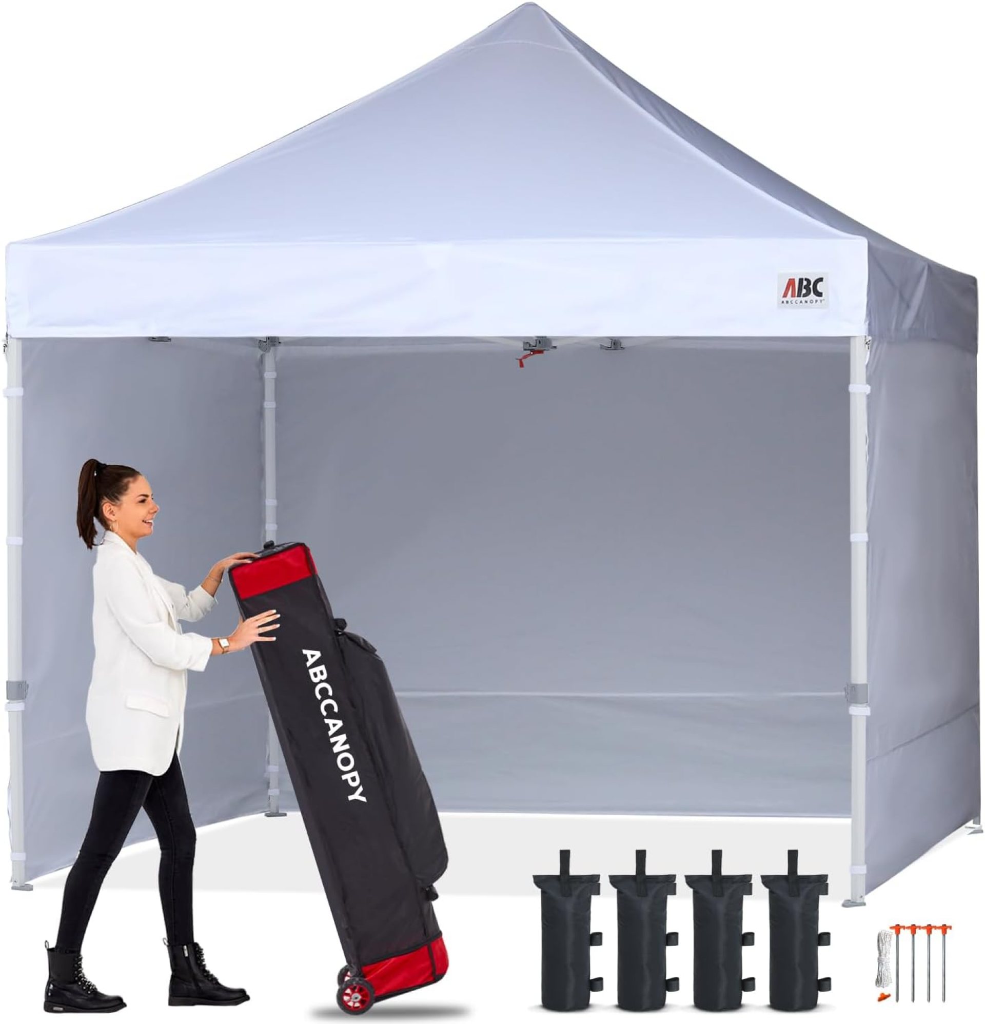 ABCCANOPY Easy Pop Up Canopy Tent with Sidewalls 10×10 Commercial -Series, White ABCCANOPY Easy Pop Up Canopy Tent with Sidewalls 10×10 Commercial -Series, White