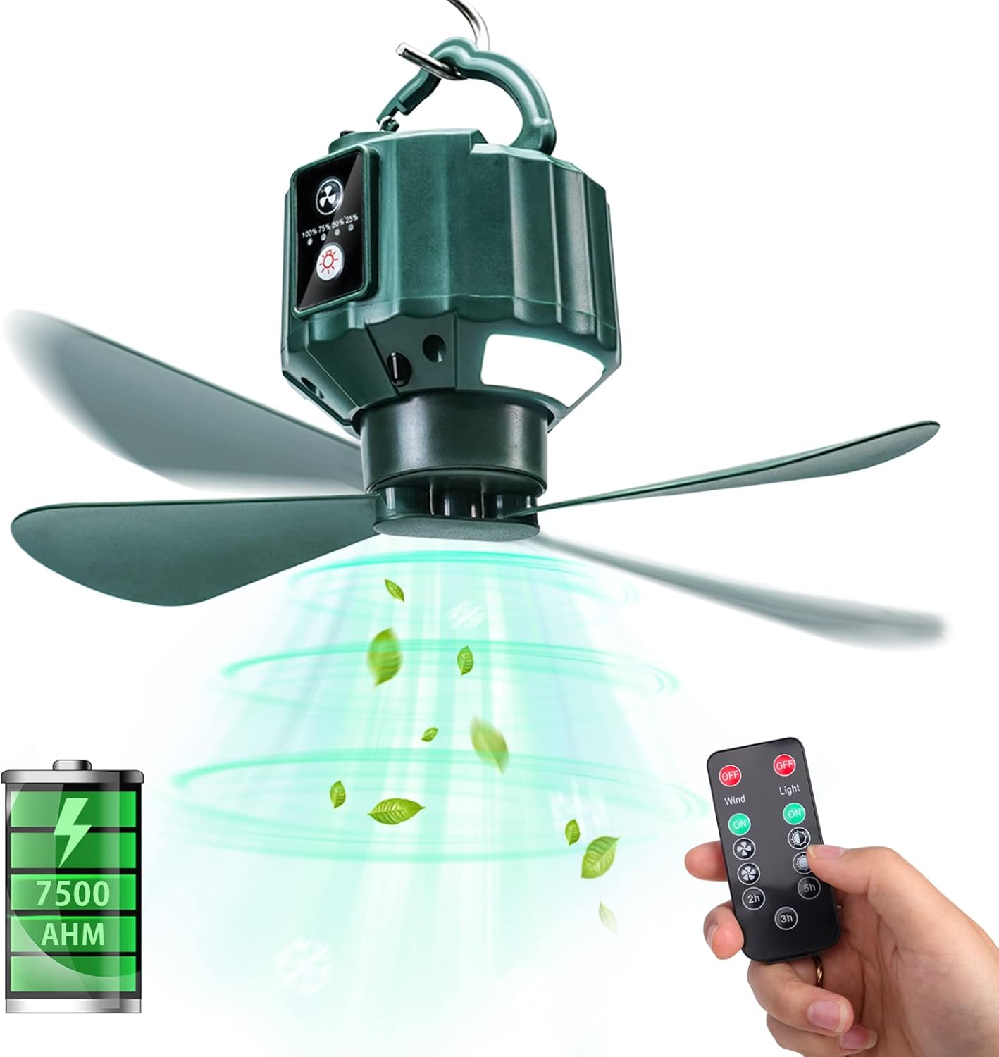 DUKUSEEK Tent Ceiling Fans for Camping, 7500mAh Portable Tent Fans with Remote Control, Power Bank, USB Battery Operated Camping Fan with Hanging Hook for Canopy Tent, Emergency Survival DUKUSEEK Tent Ceiling Fans for Camping, 7500mAh Portable Tent Fans with Remote Control, Power Bank, USB Battery Operated Camping Fan with Hanging Hook for Canopy Tent, Emergency Survival