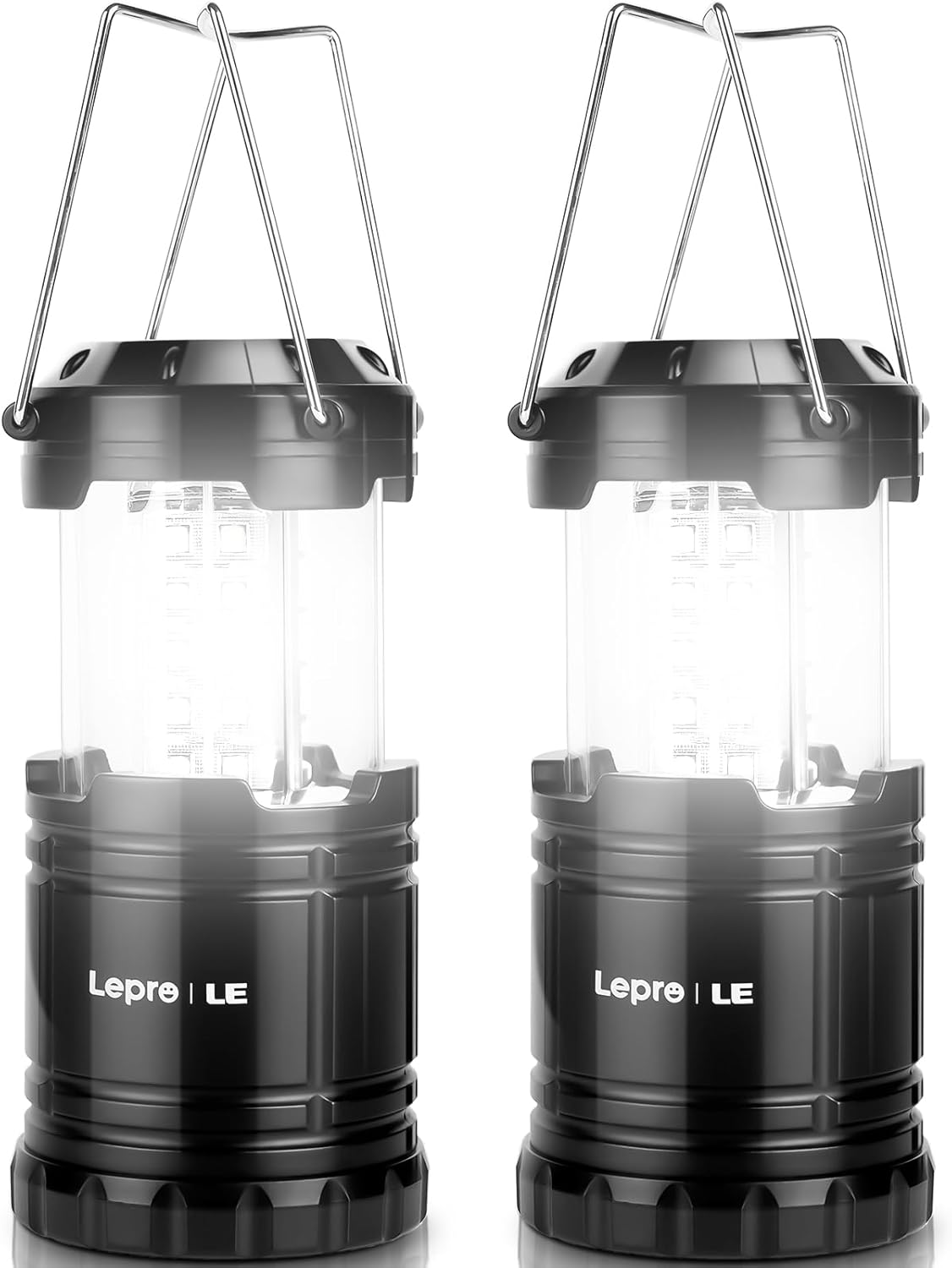 Lepro LED Camping Lanterns Battery Powered, Collapsible, IPX4 Water Resistant, Outdoor Portable Lights for Emergency, Hurricane, Storms and Outages Lepro LED Camping Lanterns Battery Powered, Collapsible, IPX4 Water Resistant, Outdoor Portable Lights for Emergency, Hurricane, Storms and Outages