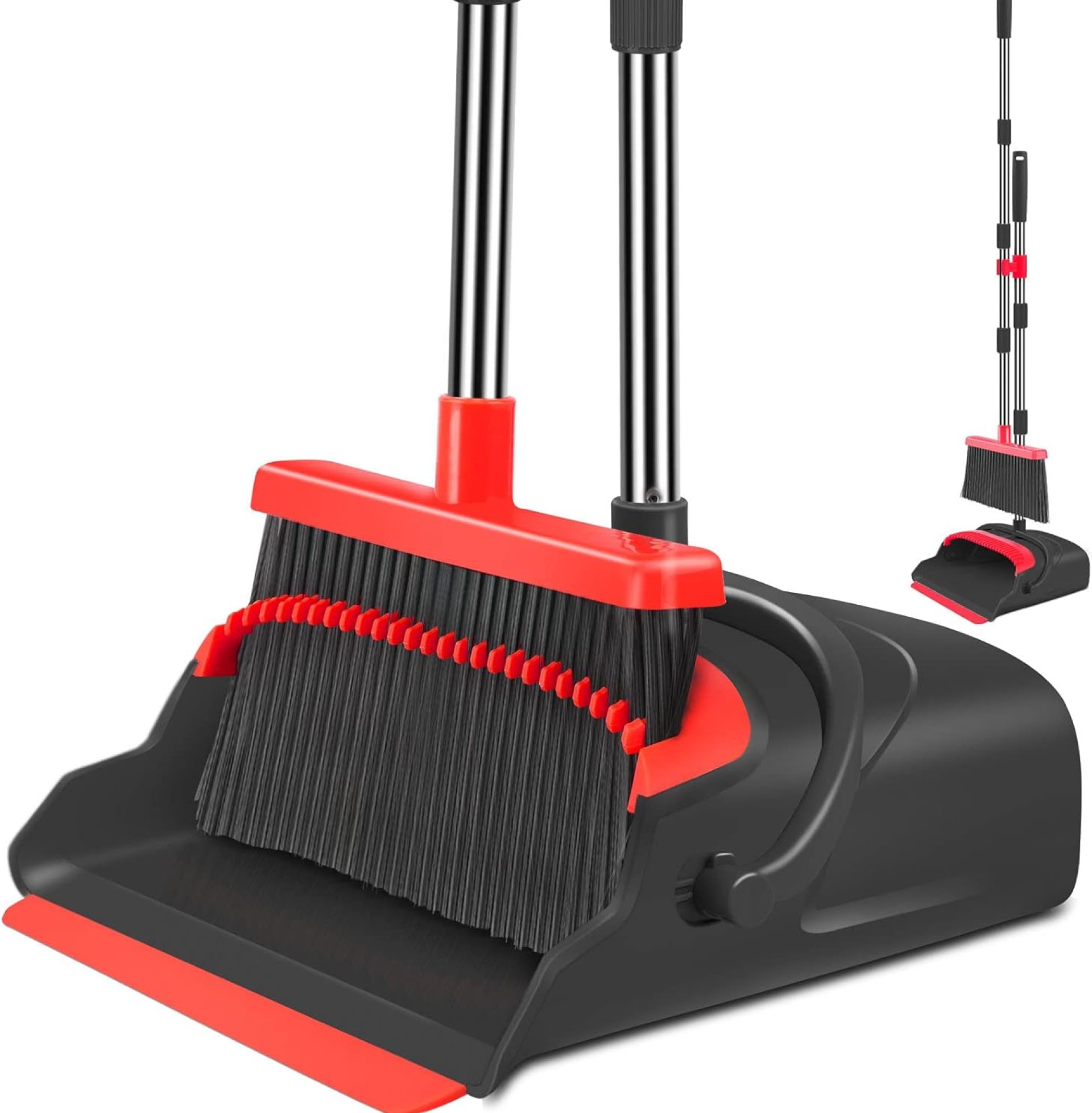 kelamayi Upgrade Broom and Dustpan Set, Broom with Dustpan Combo Set, Large Size and with Long Handle, Upright,Ideal for Indoor Outdoor Garage Kitchen Room Office Lobby Use (Black&Red) kelamayi Upgrade Broom and Dustpan Set, Broom with Dustpan Combo Set, Large Size and with Long Handle, Upright,Ideal for Indoor Outdoor Garage Kitchen Room Office Lobby Use (Black&Red)