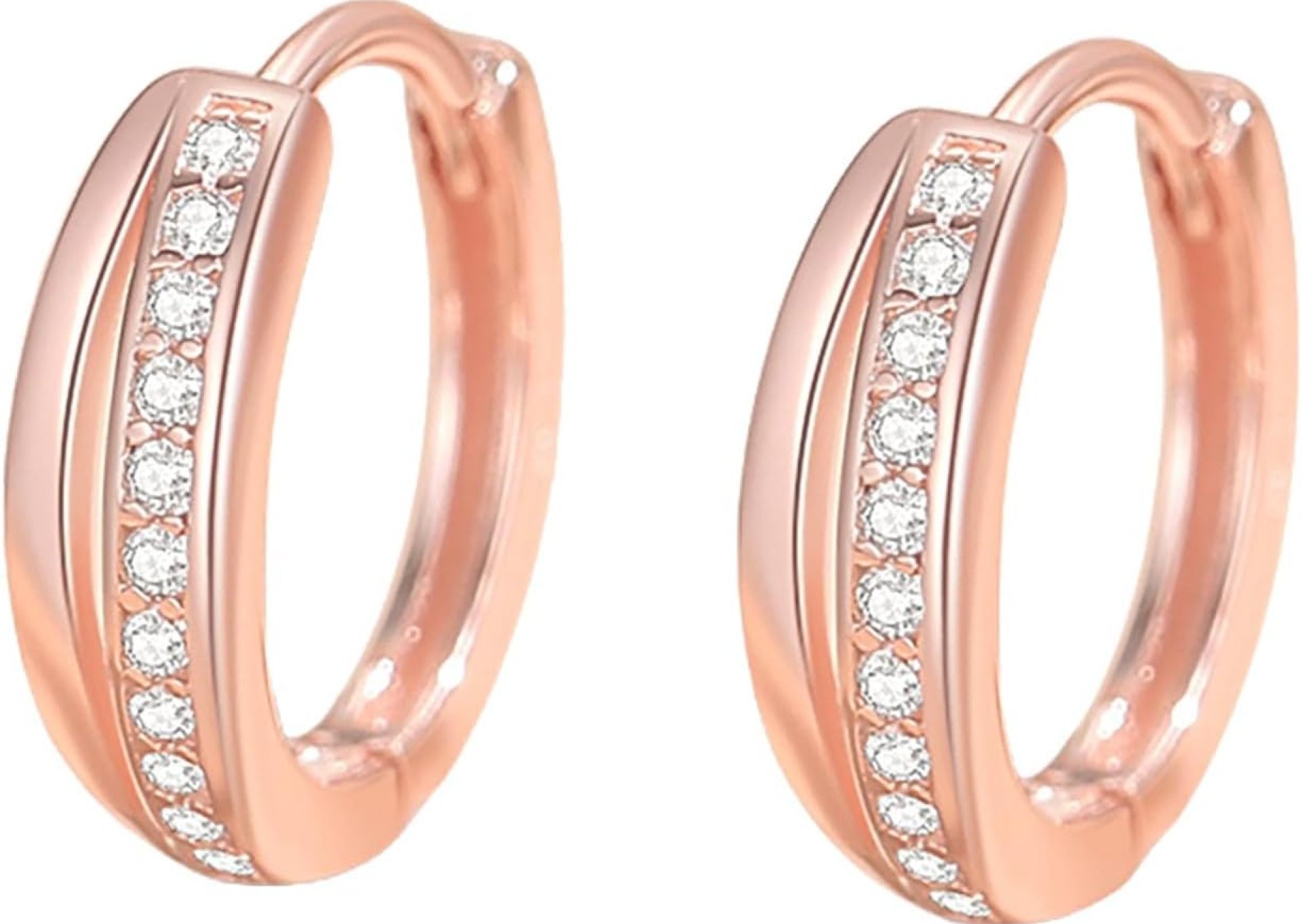 Hypoallergenic Gold/Silver Plated Hoops Earrings Lightweight Huggie Earring with Cubic Zirconia Trendy Jewelry Gifts for Women Hypoallergenic Gold/Silver Plated Hoops Earrings Lightweight Huggie Earring with Cubic Zirconia Trendy Jewelry Gifts for Women