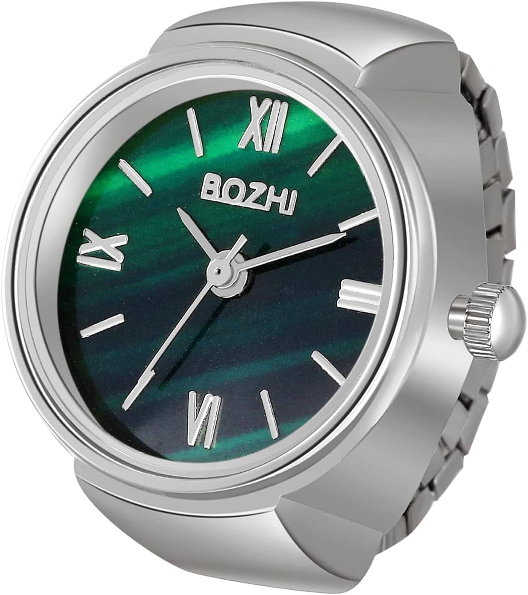 JewelryWe Men Women Finger Watch Stretchy Band Elastic Round Simple Dial Quartz Ring Watches JewelryWe Men Women Finger Watch Stretchy Band Elastic Round Simple Dial Quartz Ring Watches
