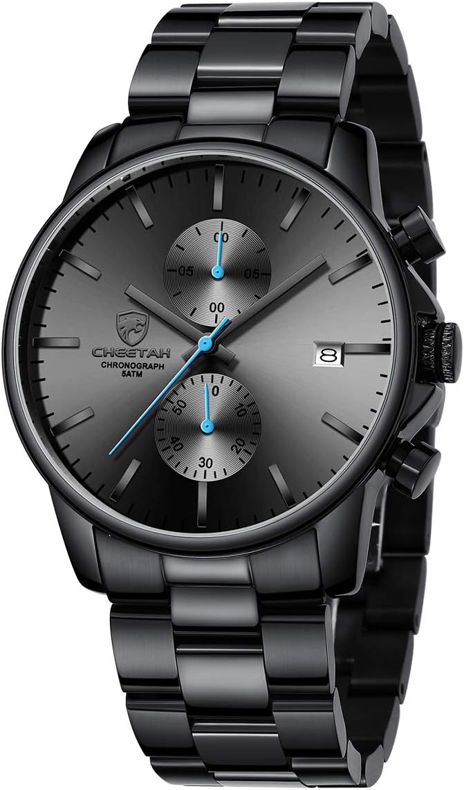 GOLDEN HOUR Fashion Business Mens Watches with Stainless Steel Waterproof Chronograph Quartz Watch for Men, Auto Date GOLDEN HOUR Fashion Business Mens Watches with Stainless Steel Waterproof Chronograph Quartz Watch for Men, Auto Date