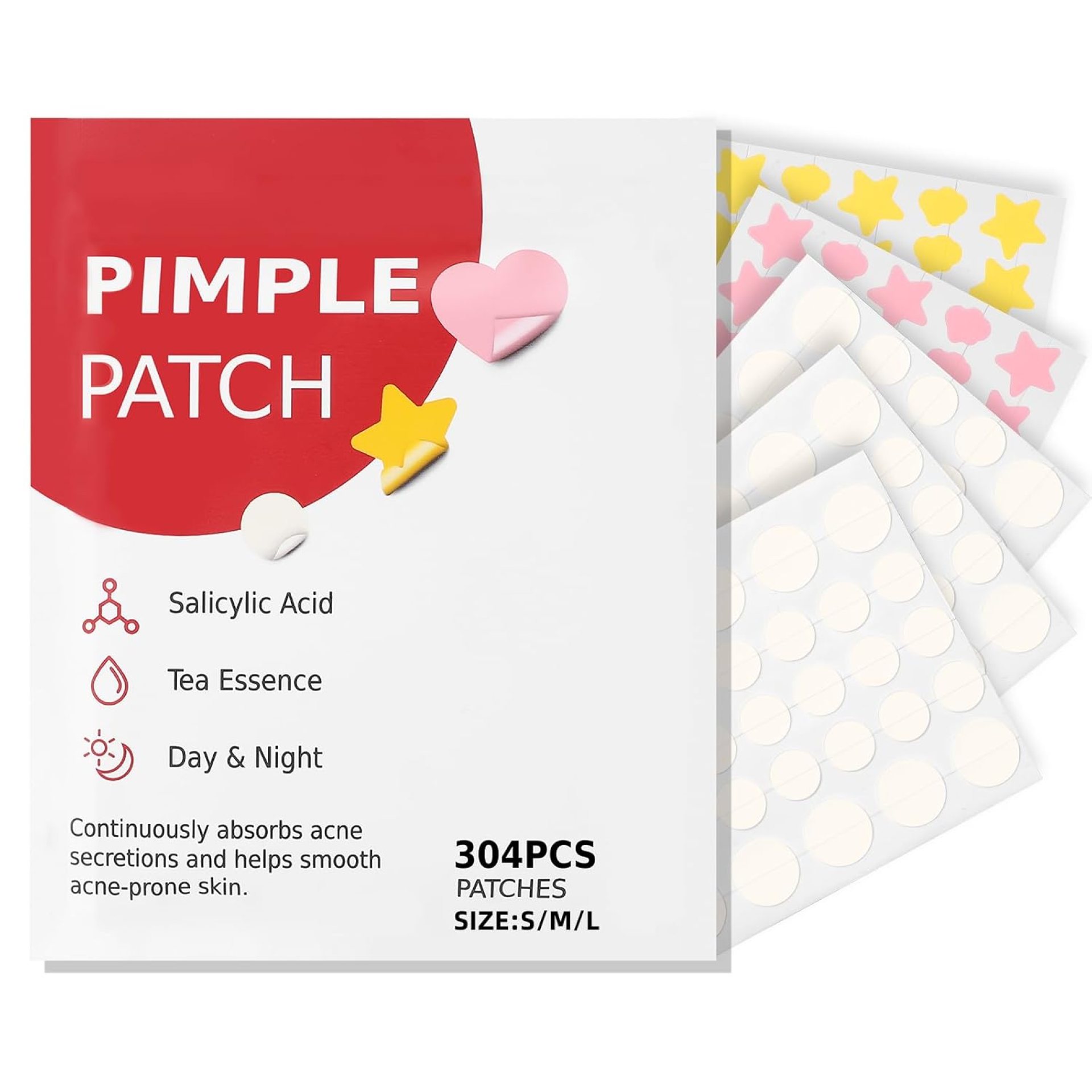 Pimple Patches for Face 304pcs,Hydrocolloid Acne Patches Star,Zit Patches,Pimple Popper Tool Kit,Facial Skin Care Products Containing Salicylic Acid,Tea Tree Oil and Calendula Oil Pimple Patches for Face 304pcs,Hydrocolloid Acne Patches Star,Zit Patches,Pimple Popper Tool Kit,Facial Skin Care Products Containing Salicylic Acid,Tea Tree Oil and Calendula Oil