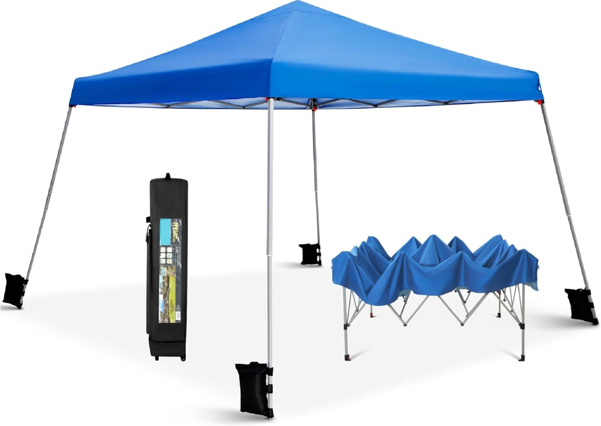 PHI VILLA 12’x12′ Slant Leg UV Block Sun Shade Canopy with Hardware Kits, Shade for Patio Outdoor Garden Events, Blue PHI VILLA 12’x12′ Slant Leg UV Block Sun Shade Canopy with Hardware Kits, Shade for Patio Outdoor Garden Events, Blue