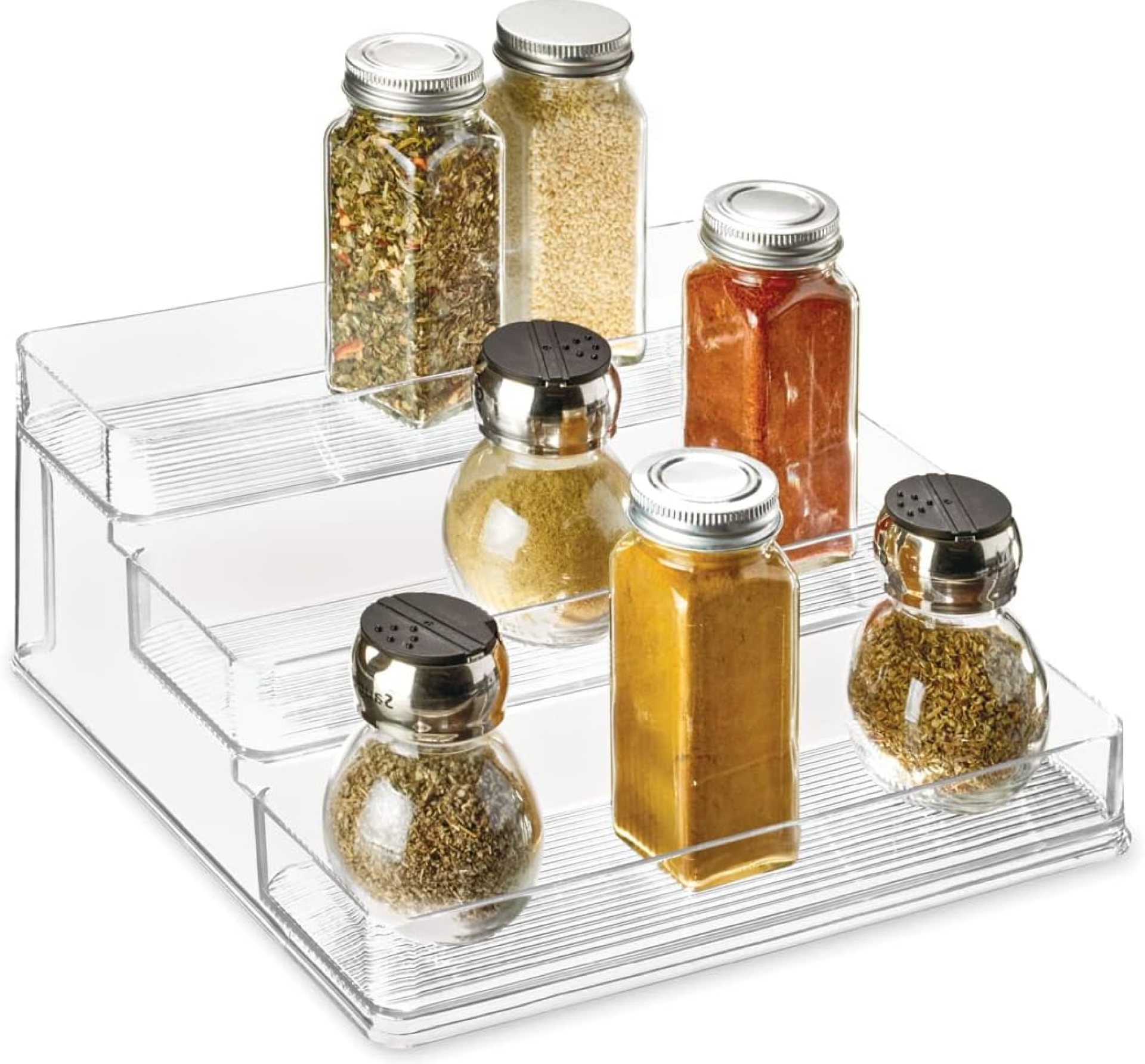iDesign Linus Plastic Stadium Spice Racks, BPA-Free 3-Tiered Organizer for Kitchen, Pantry, Bathroom, Vanity, Office, Craft Room Storage Organization, 10.25″ x 9.25″ x 4″, Clear iDesign Linus Plastic Stadium Spice Racks, BPA-Free 3-Tiered Organizer for Kitchen, Pantry, Bathroom, Vanity, Office, Craft Room Storage Organization, 10.25″ x 9.25″ x 4″, Clear