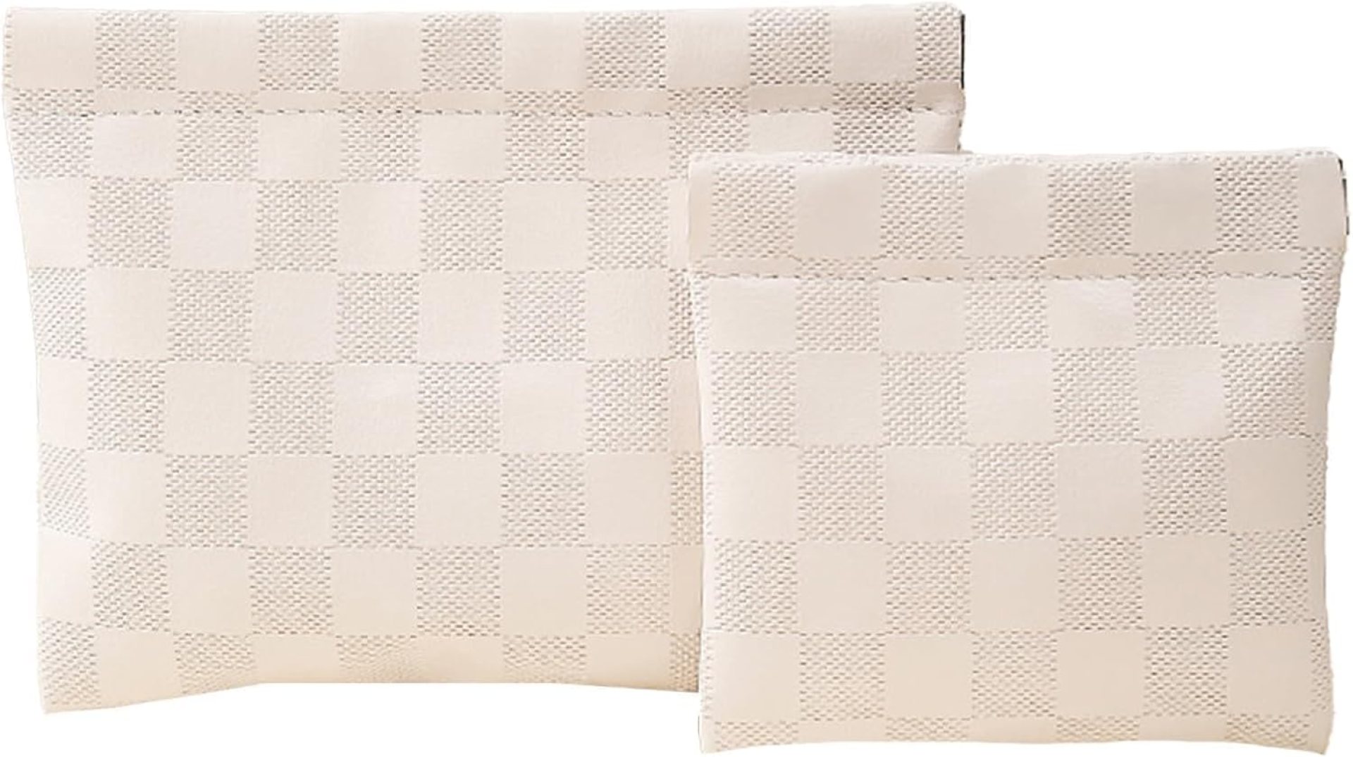 LYDZTION 2 Pieces Checkered Leather Makeup Bag Set for Women, Portable Cosmetic Bag Travel Toiletry Bag Organizer Waterproof Small Makeup Bag Aesthetic Accessories Storage Bag for Women-White LYDZTION 2 Pieces Checkered Leather Makeup Bag Set for Women, Portable Cosmetic Bag Travel Toiletry Bag Organizer Waterproof Small Makeup Bag Aesthetic Accessories Storage Bag for Women-White