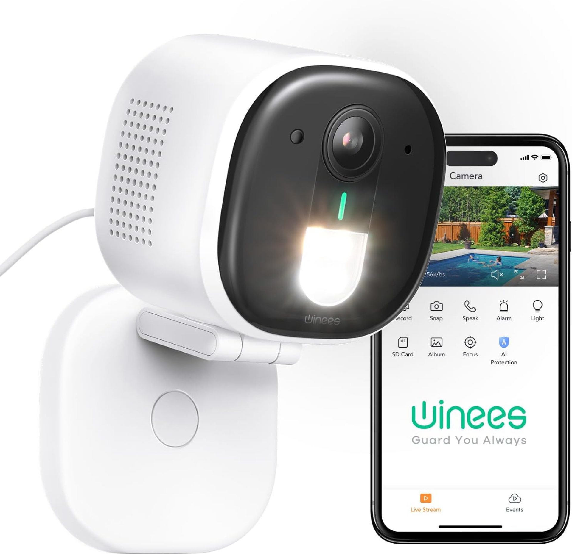 winees Security Cameras Outdoor, Wired 2K Wi-Fi Cameras for Home Security, 2.4G Indoor Camera, Human/Pet AI Detection, Color Night Vision, 2-Way Audio, Support Cloud/128G SD Card Storage winees Security Cameras Outdoor, Wired 2K Wi-Fi Cameras for Home Security, 2.4G Indoor Camera, Human/Pet AI Detection, Color Night Vision, 2-Way Audio, Support Cloud/128G SD Card Storage