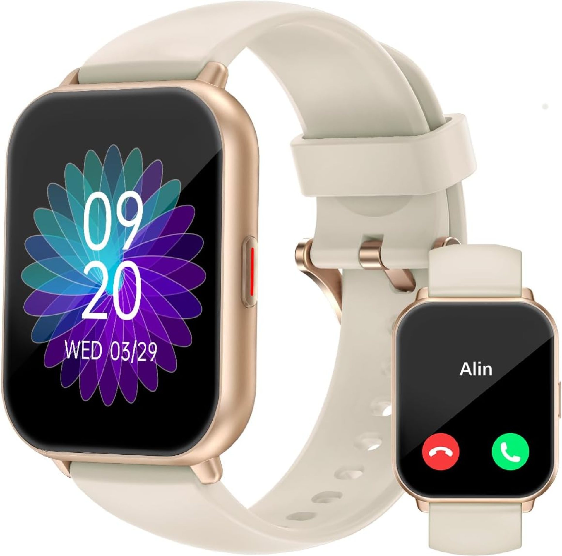 RUIMEN Smart Watches for Women Men (Answer/Make Calls), 1.8″ Smartwatch for iOS/Android Phones, Fitness Tracker Heart Rate/Sleep Monitor Digital Watch Waterproof (2 Bands Included), Milky White RUIMEN Smart Watches for Women Men (Answer/Make Calls), 1.8″ Smartwatch for iOS/Android Phones, Fitness Tracker Heart Rate/Sleep Monitor Digital Watch Waterproof (2 Bands Included), Milky White