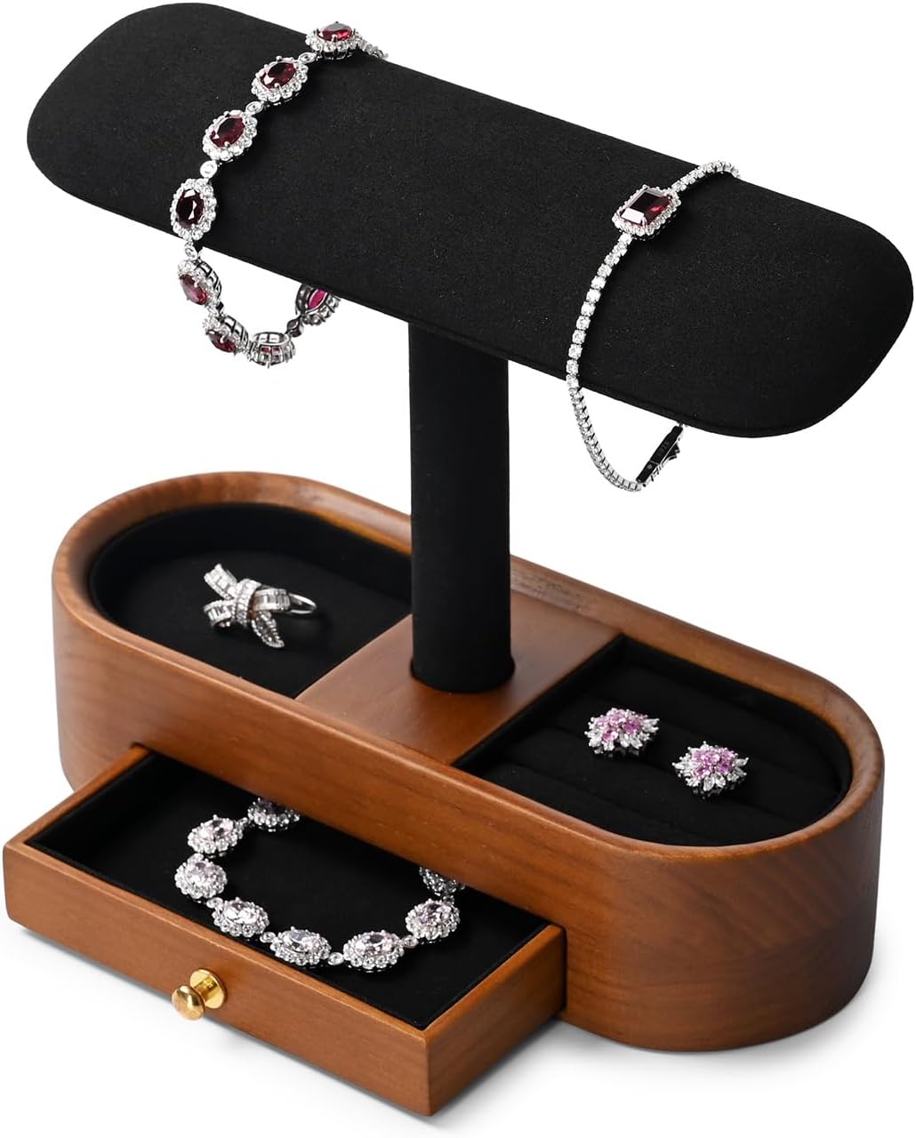 Oirlv Solid Wood Watch Stand with Drawer T-bar Watch Holder Organizer for Men and Women Showcase Bracelet Bangle Jewelry Display Stand Rings Earrings Necklace Storage(Drawer,Black) Oirlv Solid Wood Watch Stand with Drawer T-bar Watch Holder Organizer for Men and Women Showcase Bracelet Bangle Jewelry Display Stand Rings Earrings Necklace Storage(Drawer,Black)