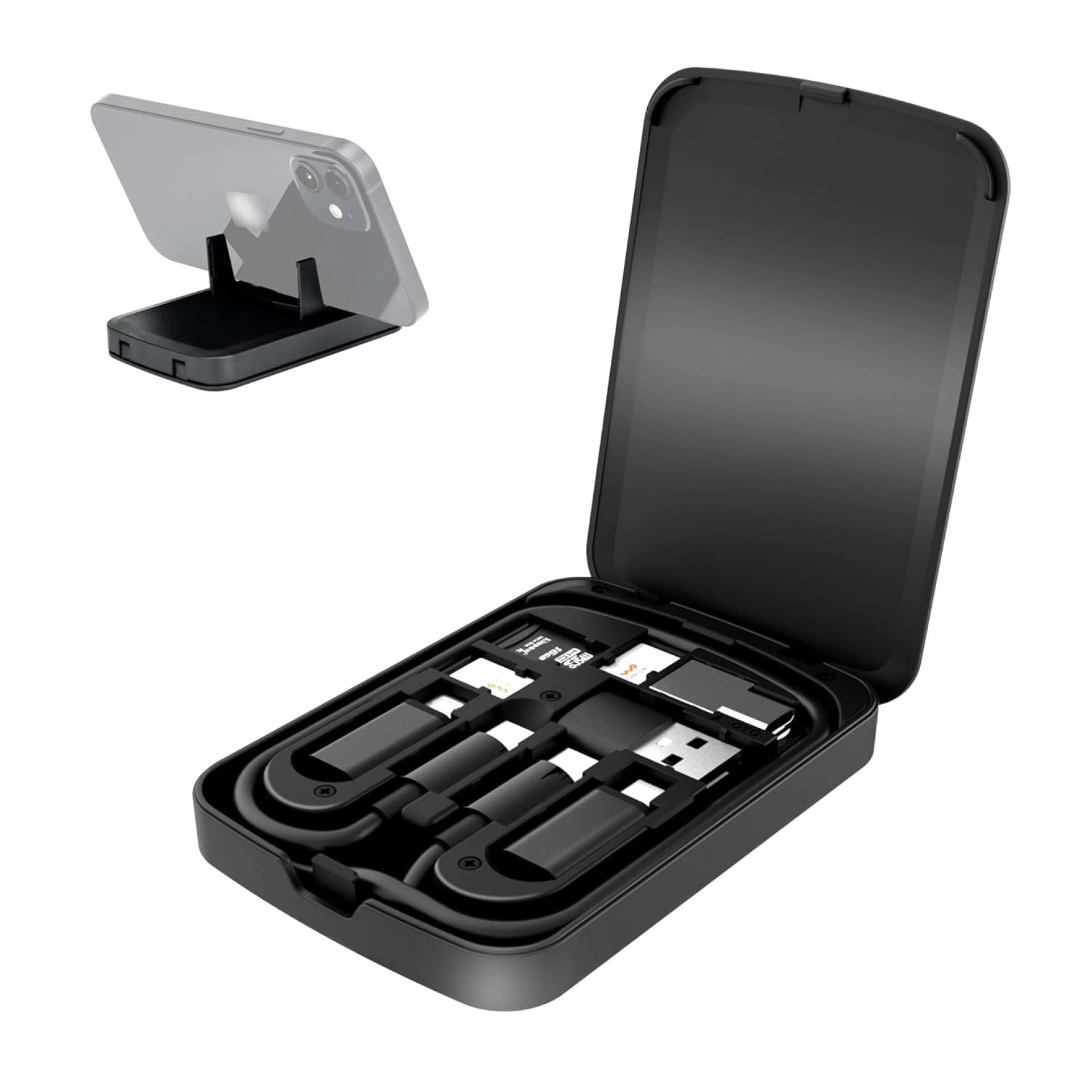Multi-Functional Compact Cable Card with 22″ USB-C Cable & USB-A/Micro-USB/Light/OTG USB Adapter Kit Cable Convertor Storage Box for Traveling Phone Pad Charging PC Computer Data Transfer Multi-Functional Compact Cable Card with 22″ USB-C Cable & USB-A/Micro-USB/Light/OTG USB Adapter Kit Cable Convertor Storage Box for Traveling Phone Pad Charging PC Computer Data Transfer