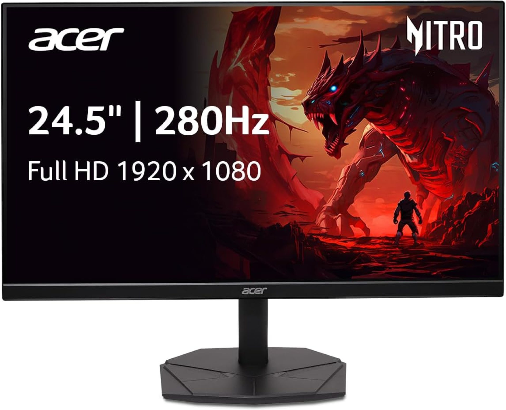Acer Nitro 24.5 Inch Full HD 1920 x 1080 ZeroFrame Design PC Gaming Monitor | AMD FreeSync Premium | Up to 280Hz Refresh | 1ms (VRB) | 1 x Display Port 1.4 and 2 x HDMI 2.0 Ports | KG251Q Z1biip Acer Nitro 24.5 Inch Full HD 1920 x 1080 ZeroFrame Design PC Gaming Monitor | AMD FreeSync Premium | Up to 280Hz Refresh | 1ms (VRB) | 1 x Display Port 1.4 and 2 x HDMI 2.0 Ports | KG251Q Z1biip
