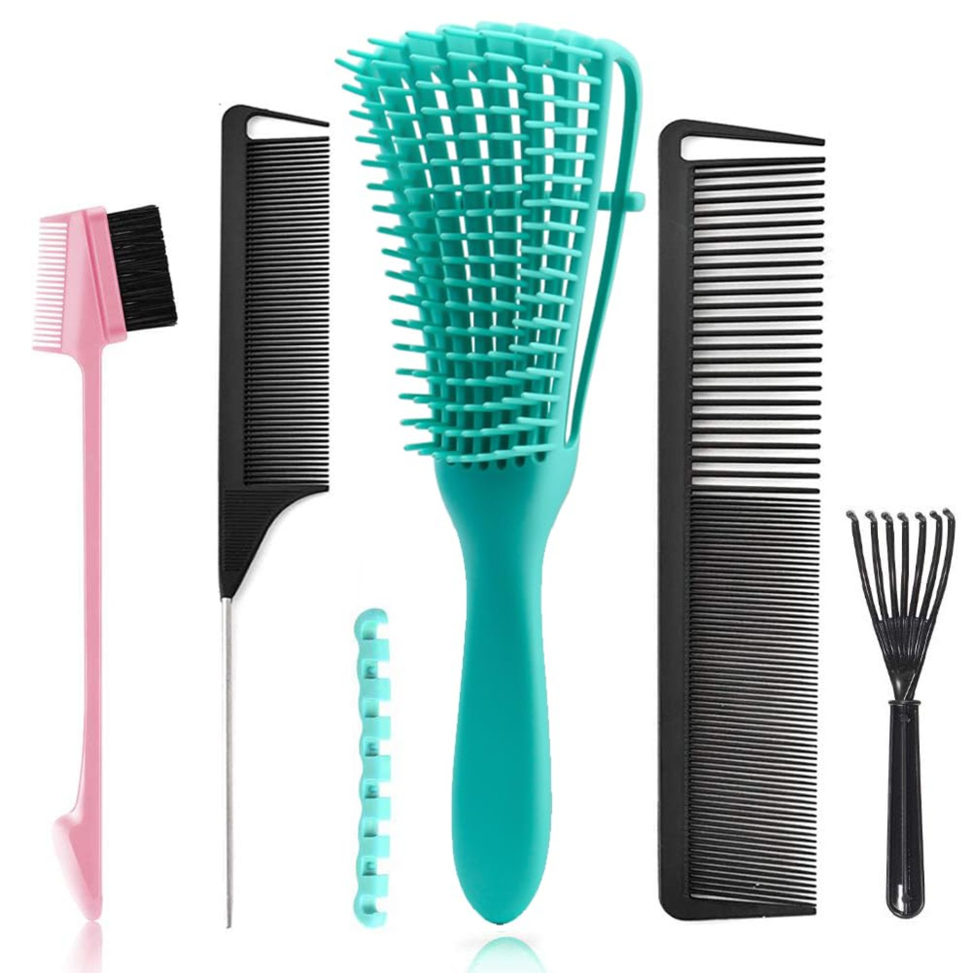 5 Pcs Detangling Hair Brush Set, Ez Detangler Brush With Edge Brush, Rat Tail Combs for Black Natural Hair Styling and Cuting, Curly/Straight/Wet/Dry/long/Short Hair Available for Women Kids Men 5 Pcs Detangling Hair Brush Set, Ez Detangler Brush With Edge Brush, Rat Tail Combs for Black Natural Hair Styling and Cuting, Curly/Straight/Wet/Dry/long/Short Hair Available for Women Kids Men