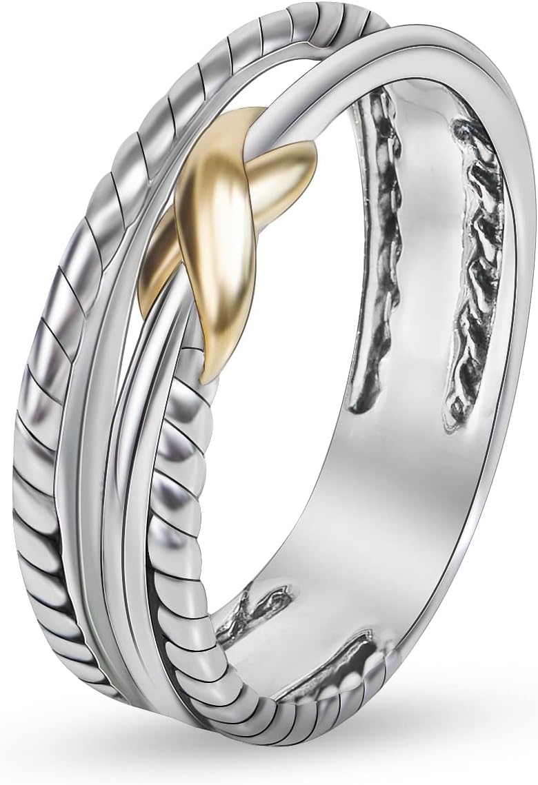 Designer Jewelry for Women Two-tone Crossover Twisted Cable Wire Band Ring Fashion Brand Jewelry Gift Designer Jewelry for Women Two-tone Crossover Twisted Cable Wire Band Ring Fashion Brand Jewelry Gift