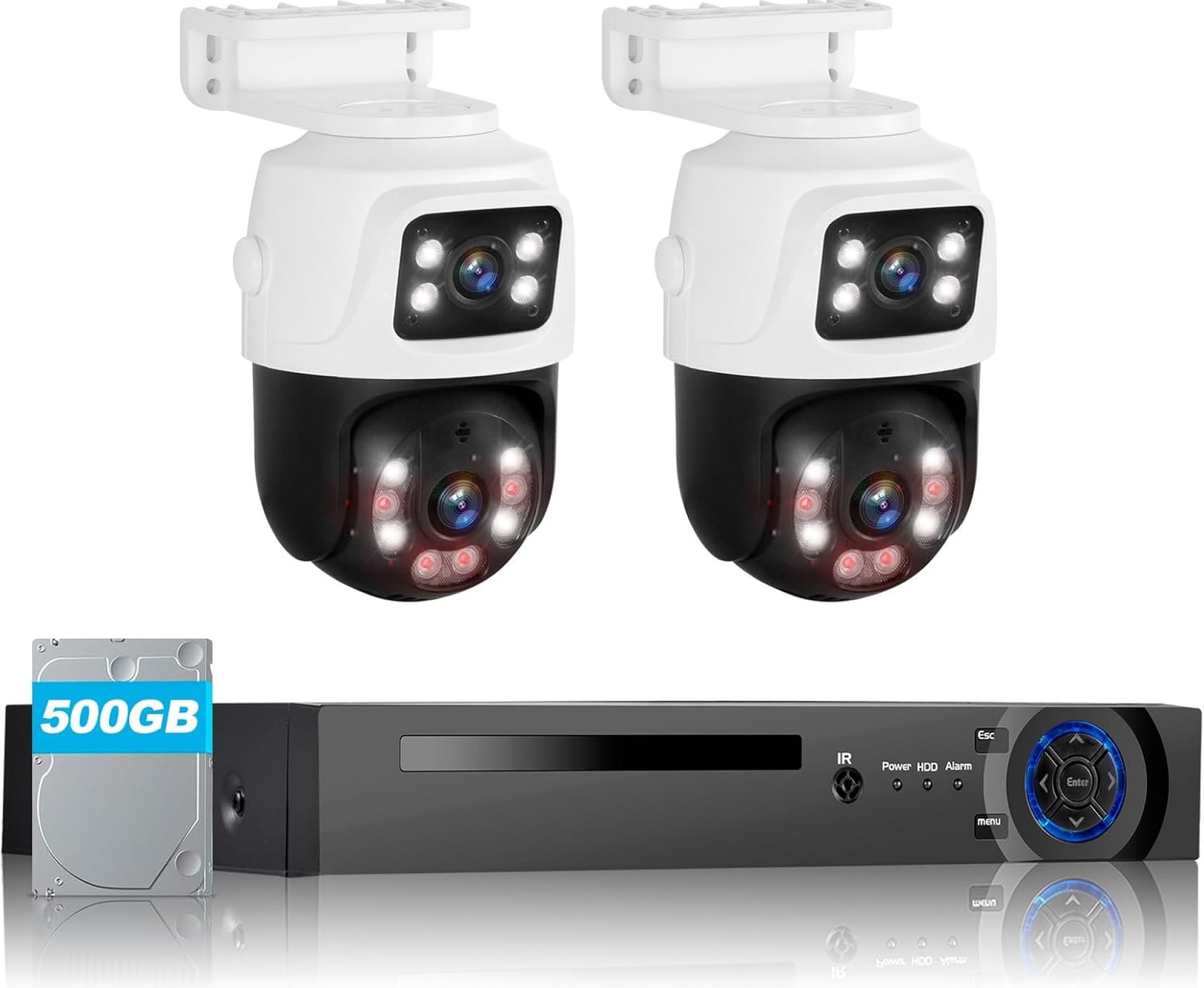 Cameras System for Home Security,8 CH POE NVR Wired Camera System with 2 X 6MP Dual Lens Night Vision Detection,500g HDD, 2-Way Talk,360°View Video Surveillance for House,Indoor/Outdoor Cameras System for Home Security,8 CH POE NVR Wired Camera System with 2 X 6MP Dual Lens Night Vision Detection,500g HDD, 2-Way Talk,360°View Video Surveillance for House,Indoor/Outdoor