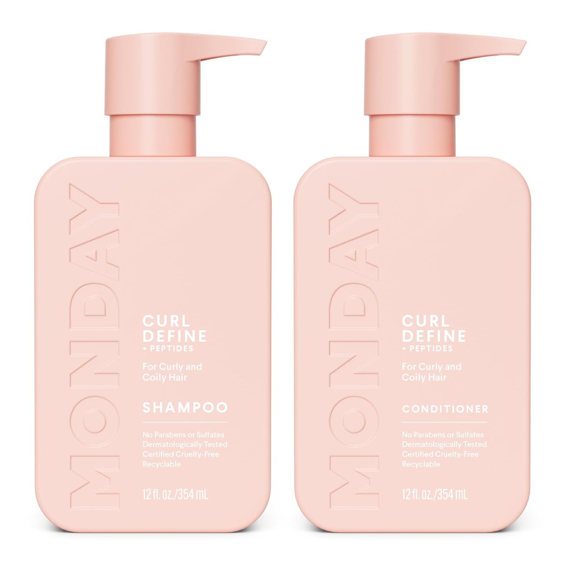 MONDAY HAIRCARE Curl Define Shampoo + Conditioner Set (2 Pack) 12oz Each, Nourishing Curls, Tames Frizz, Enhances Shine with Coconut Oil and Shea Butter, 100% Recyclable Bottles MONDAY HAIRCARE Curl Define Shampoo + Conditioner Set (2 Pack) 12oz Each, Nourishing Curls, Tames Frizz, Enhances Shine with Coconut Oil and Shea Butter, 100% Recyclable Bottles