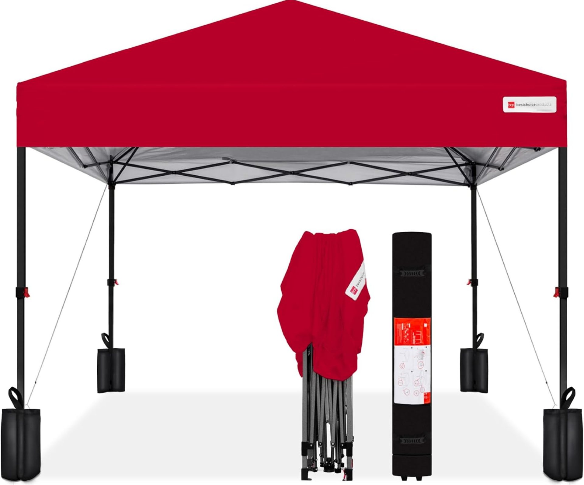 Best Choice Products 10x10ft 1-Person Setup Pop Up Canopy Tent Instant Portable Shelter w/ 1-Button Push, Case, 4 Weight Bags – Red Best Choice Products 10x10ft 1-Person Setup Pop Up Canopy Tent Instant Portable Shelter w/ 1-Button Push, Case, 4 Weight Bags – Red