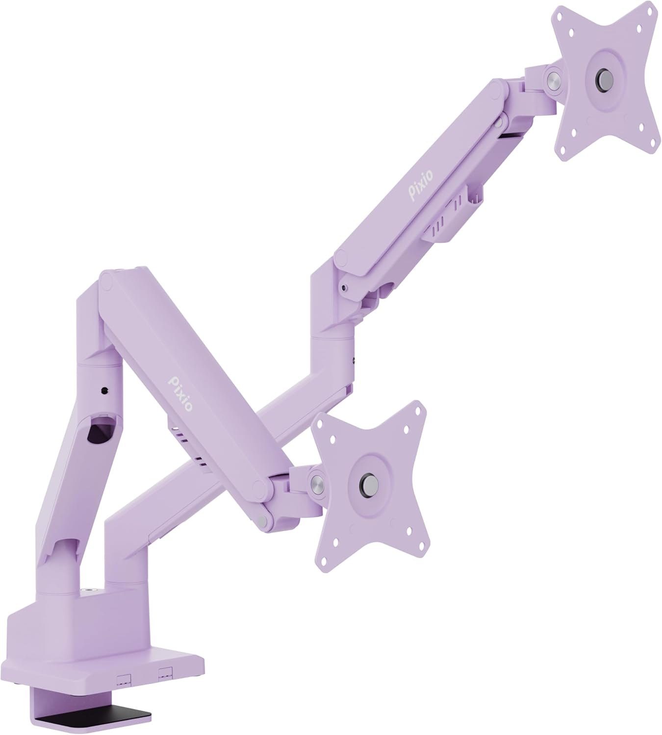 Pixio PS1D Wave Purple Dual Monitor Arm Stand Desk Mount – Fits up to 32 inches Monitors and up to 19.8lbs. VESA Compatibility and Integrated Cable Management Pixio PS1D Wave Purple Dual Monitor Arm Stand Desk Mount – Fits up to 32 inches Monitors and up to 19.8lbs. VESA Compatibility and Integrated Cable Management