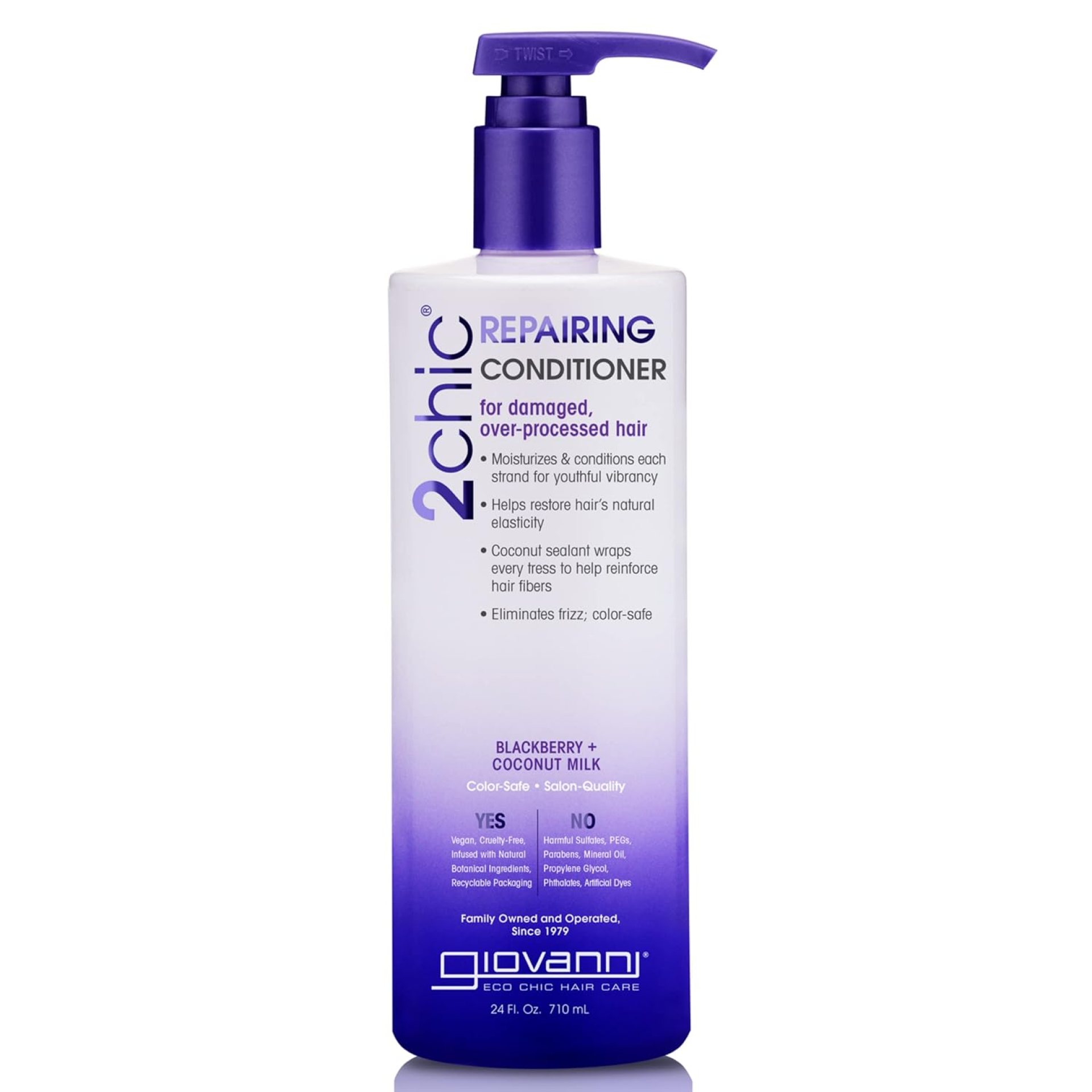 GIOVANNI Color Safe 2chic Repairing Conditioner is 100% color-safe and nourishes hair with a proprietary blend of vitamins, antioxidants, and omega fatty acids without stripping color – 24 oz GIOVANNI Color Safe 2chic Repairing Conditioner is 100% color-safe and nourishes hair with a proprietary blend of vitamins, antioxidants, and omega fatty acids without stripping color – 24 oz