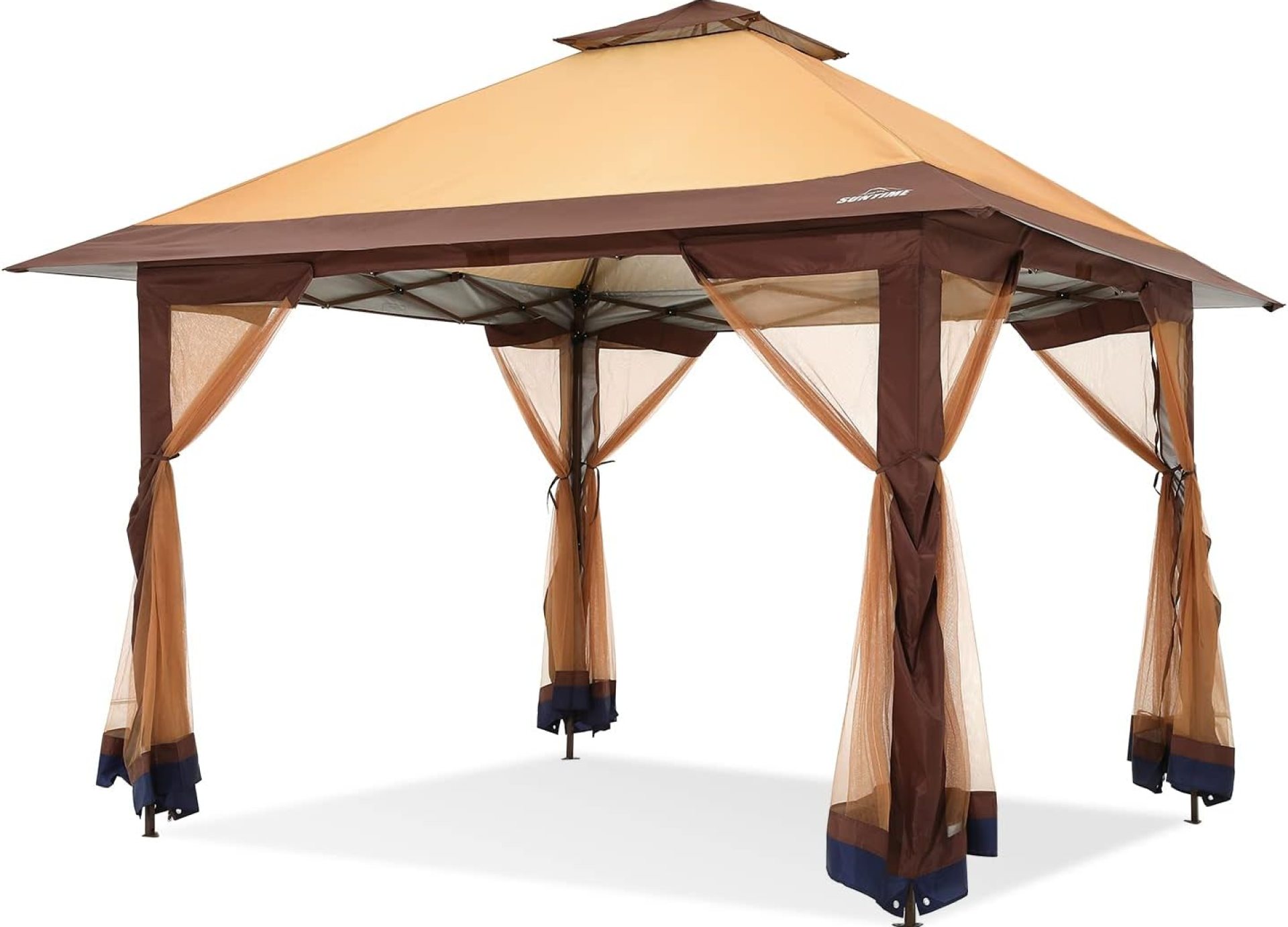 OUTDOOR LIVING SUNTIME Instant Pop Up Patio Gazebo with Full Netting for Family Parties and Outdoor Activities(Netting Sidewalls) OUTDOOR LIVING SUNTIME Instant Pop Up Patio Gazebo with Full Netting for Family Parties and Outdoor Activities(Netting Sidewalls)