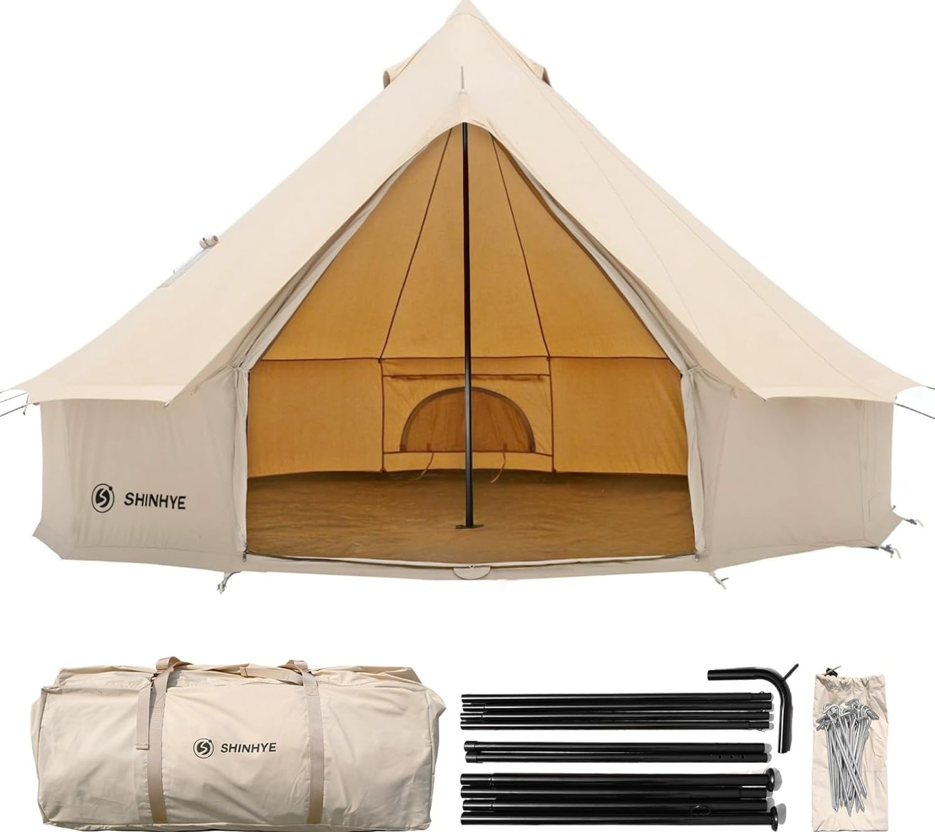 Canvas Tent Bell Tent Yurt Tent 4 Seasons for Camping 100% Cotton Glamping Tent with Stove Jack, Family Camping Outdoor Hunting Party Canvas Tent Bell Tent Yurt Tent 4 Seasons for Camping 100% Cotton Glamping Tent with Stove Jack, Family Camping Outdoor Hunting Party