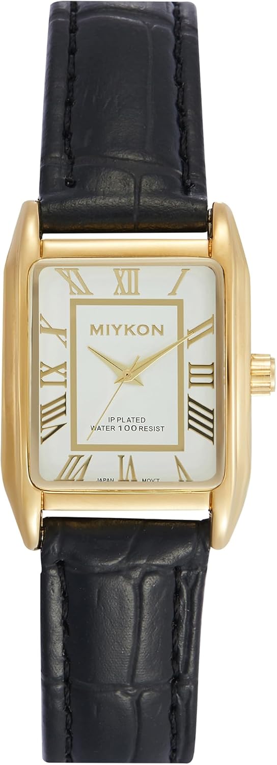Miykon Vintage Watches for Women | Small Dainty Tank, Square Womens Watch with Genuine Leather Strap and Second Hand | Ion Polished, Luminous Hands, Scratch Resist, Japan Quartz, 100ft Water Resistant Miykon Vintage Watches for Women | Small Dainty Tank, Square Womens Watch with Genuine Leather Strap and Second Hand | Ion Polished, Luminous Hands, Scratch Resist, Japan Quartz, 100ft Water Resistant