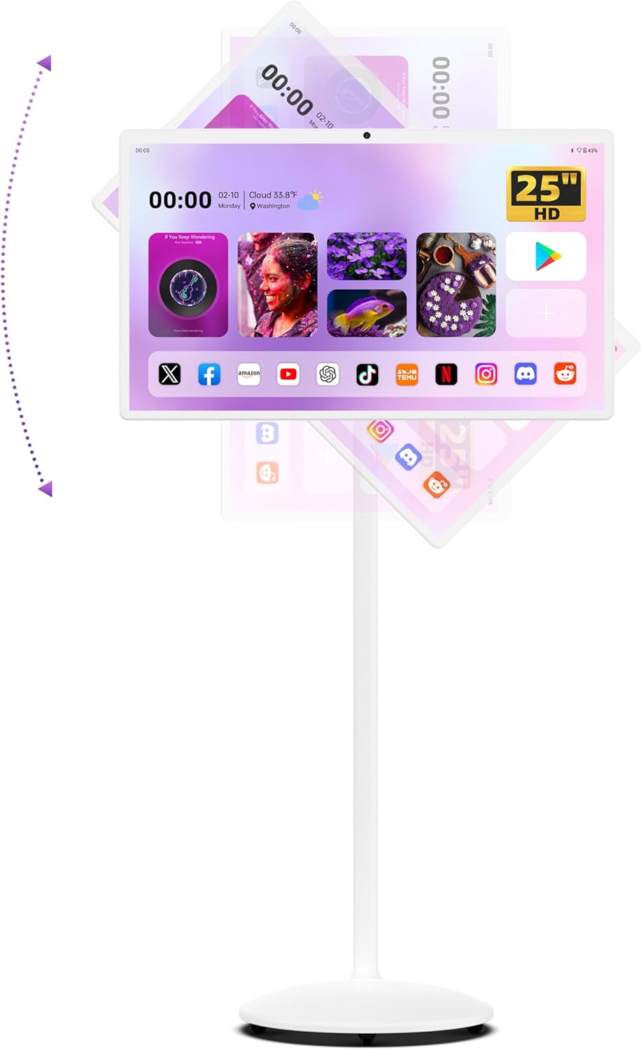 25″ Portable TV, 1080P HD Smart Screen with Android 13 OS, 13MP HD Build-in Camera with Privacy Cover, 6G+128GB Storage, 10W Stereo Speakers, Rolling Monitor on Wheels, Multiple Usage Scenarios, White 25″ Portable TV, 1080P HD Smart Screen with Android 13 OS, 13MP HD Build-in Camera with Privacy Cover, 6G+128GB Storage, 10W Stereo Speakers, Rolling Monitor on Wheels, Multiple Usage Scenarios, White