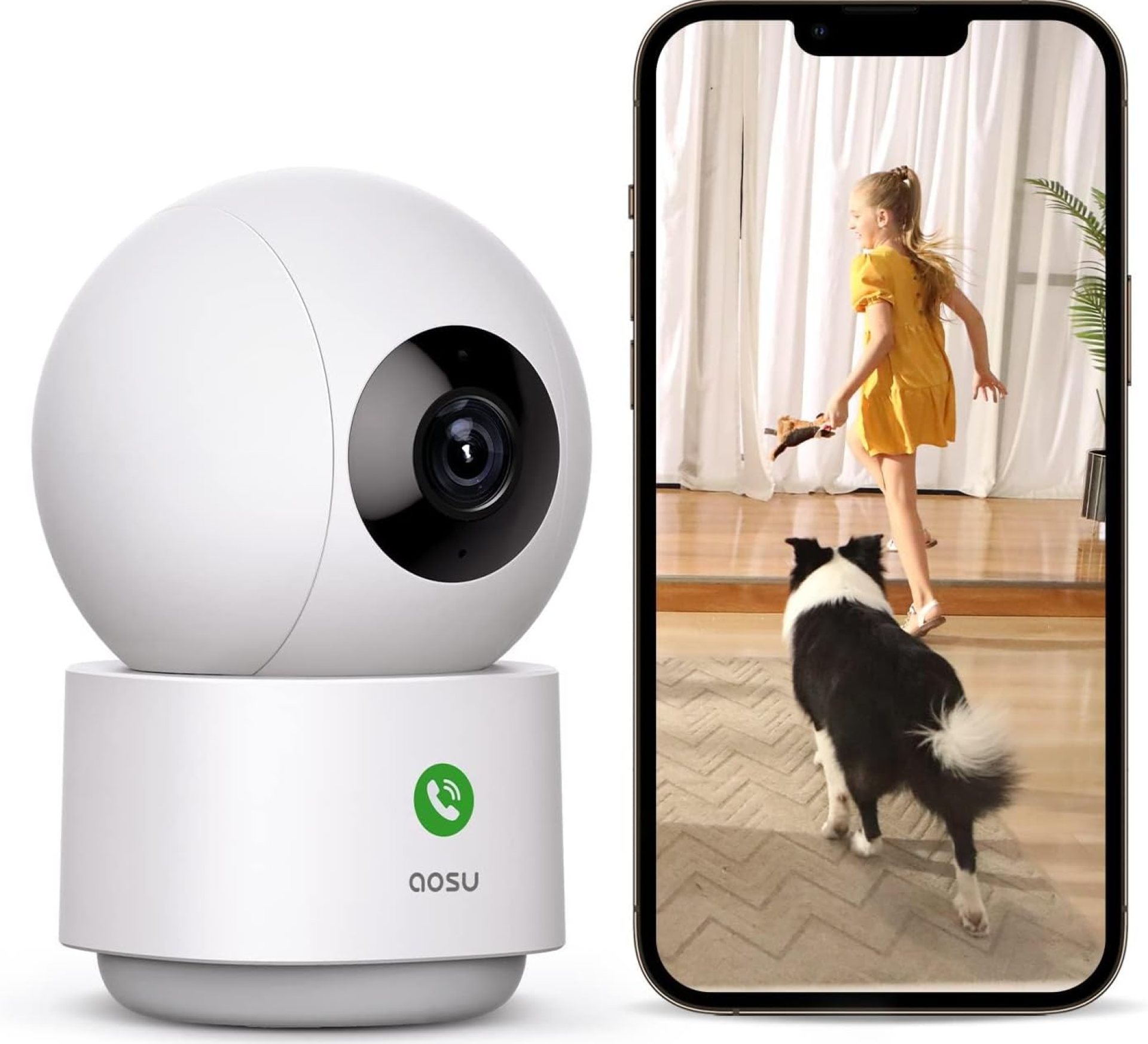 AOSU 2K Security Camera Indoor, Baby Monitor Pet Camera 360-Degree for Home Security,Camera with 5/2.4 GHz Wi-Fi Router, One-Touch Call, Smart Motion Tracking, IR Night Vision, Compatible with Alexa AOSU 2K Security Camera Indoor, Baby Monitor Pet Camera 360-Degree for Home Security,Camera with 5/2.4 GHz Wi-Fi Router, One-Touch Call, Smart Motion Tracking, IR Night Vision, Compatible with Alexa