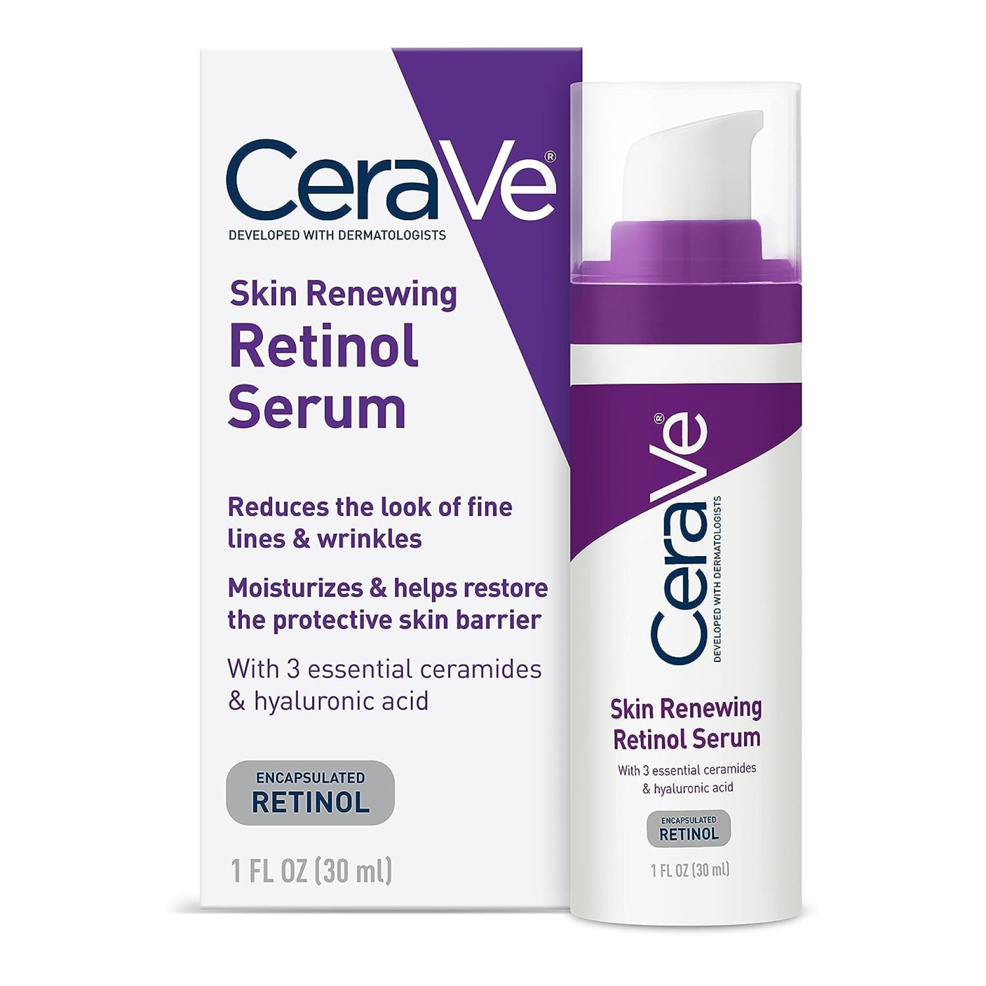 CeraVe Anti Aging Retinol Serum For Face, Encapsulated Retinol With Hyaluronic Acid, Niacinamide & Ceramides, Smooths Wrinkles & Fine Lines, Gentle Skin Brightening Serum, Fragrance Free, 1 Oz CeraVe Anti Aging Retinol Serum For Face, Encapsulated Retinol With Hyaluronic Acid, Niacinamide & Ceramides, Smooths Wrinkles & Fine Lines, Gentle Skin Brightening Serum, Fragrance Free, 1 Oz