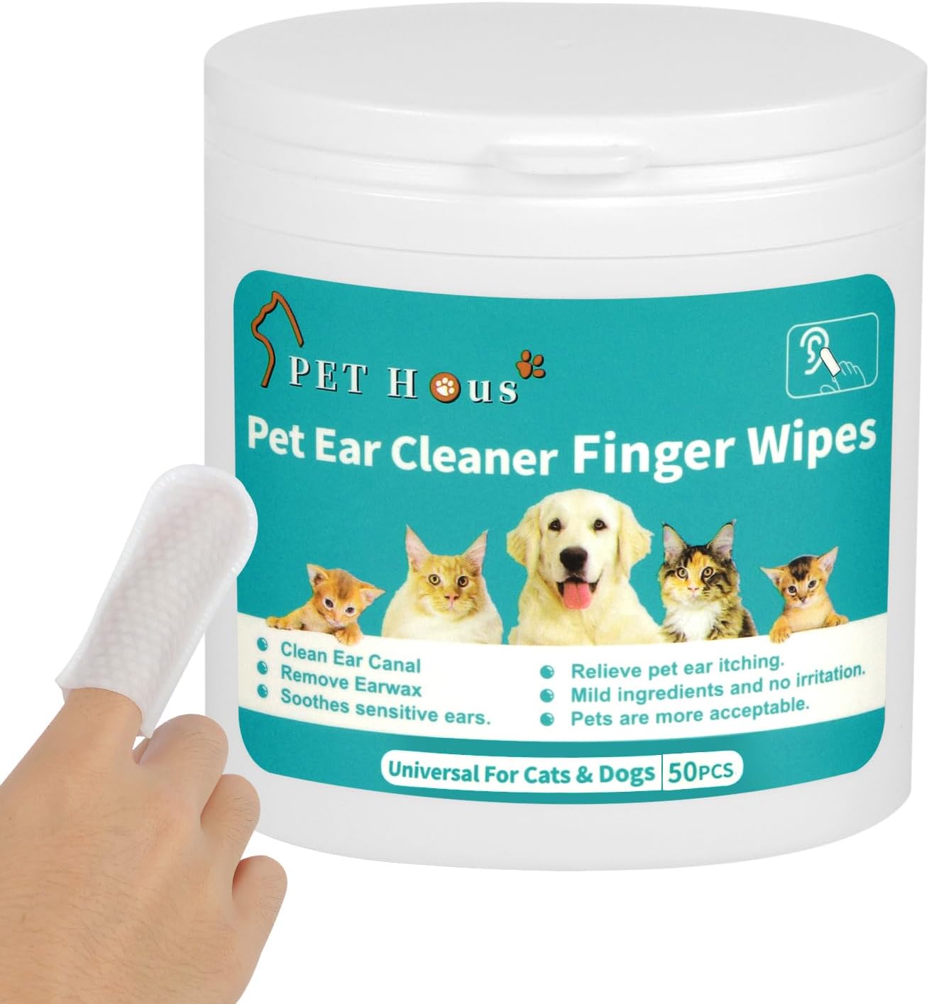 Ear Cleaner Finger Wipes Grooming Kit Care for Cat&Dog&Rabbit&Pony, white&green Ear Cleaner Finger Wipes Grooming Kit Care for Cat&Dog&Rabbit&Pony, white&green