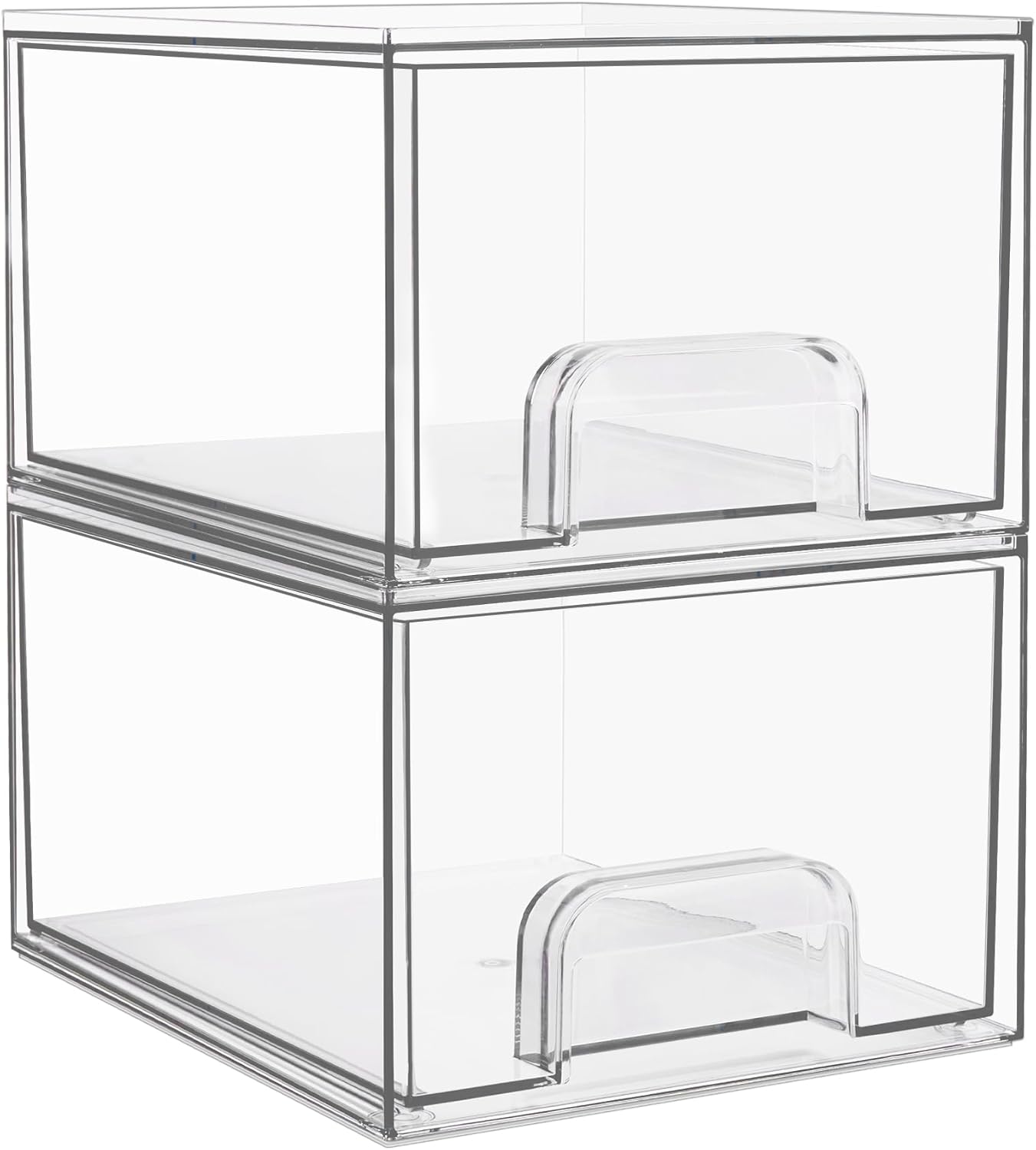 Vtopmart 2 Pack Clear Stackable Storage Drawers, 4.4” Tall Acrylic Bathroom Makeup Organizer,Plastic Storage Bins For Vanity, Undersink, Kitchen Cabinets, Pantry, Home Organization Vtopmart 2 Pack Clear Stackable Storage Drawers, 4.4” Tall Acrylic Bathroom Makeup Organizer,Plastic Storage Bins For Vanity, Undersink, Kitchen Cabinets, Pantry, Home Organization