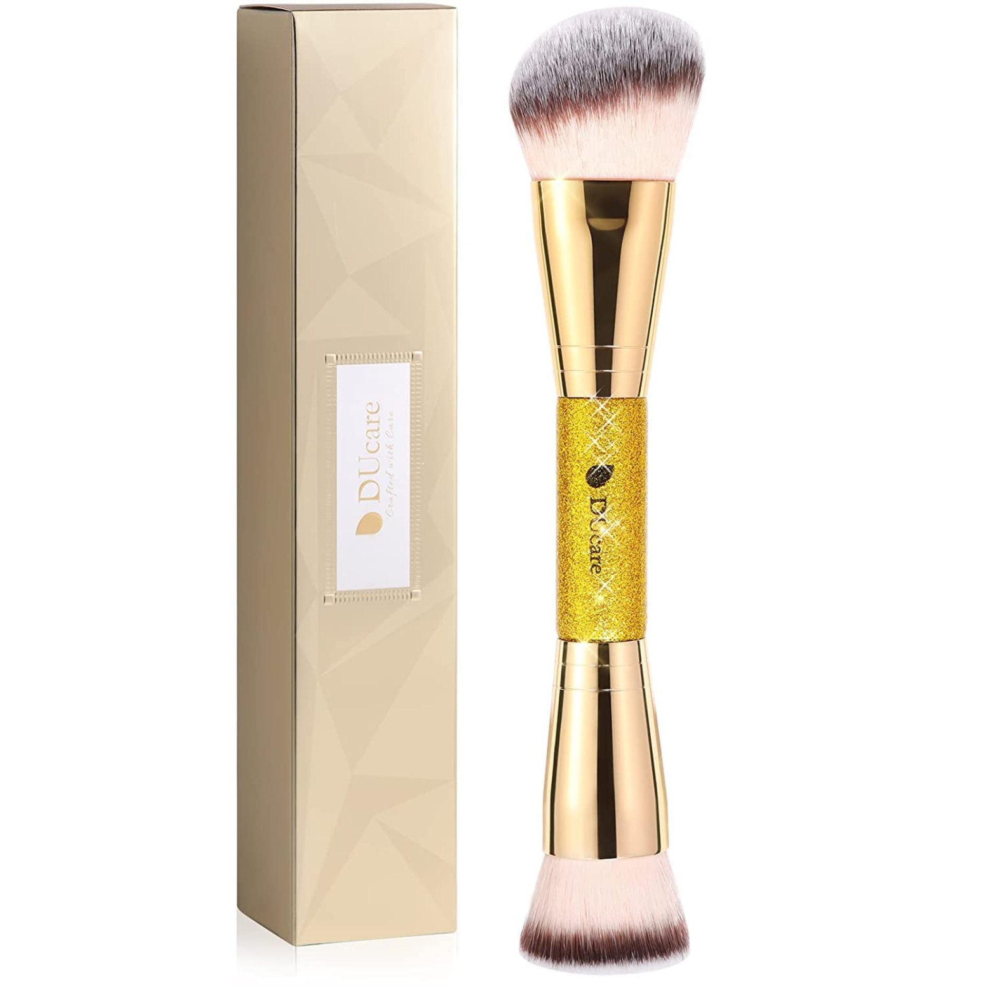 DUcare Foundation Brush Contour Bronzer Makeup Brush Double Ended Self Tanner Brush Sculpting Brush for Blending Liquid Powder Concealer Cream Cosmetics Blush Buffe DUcare Foundation Brush Contour Bronzer Makeup Brush Double Ended Self Tanner Brush Sculpting Brush for Blending Liquid Powder Concealer Cream Cosmetics Blush Buffe